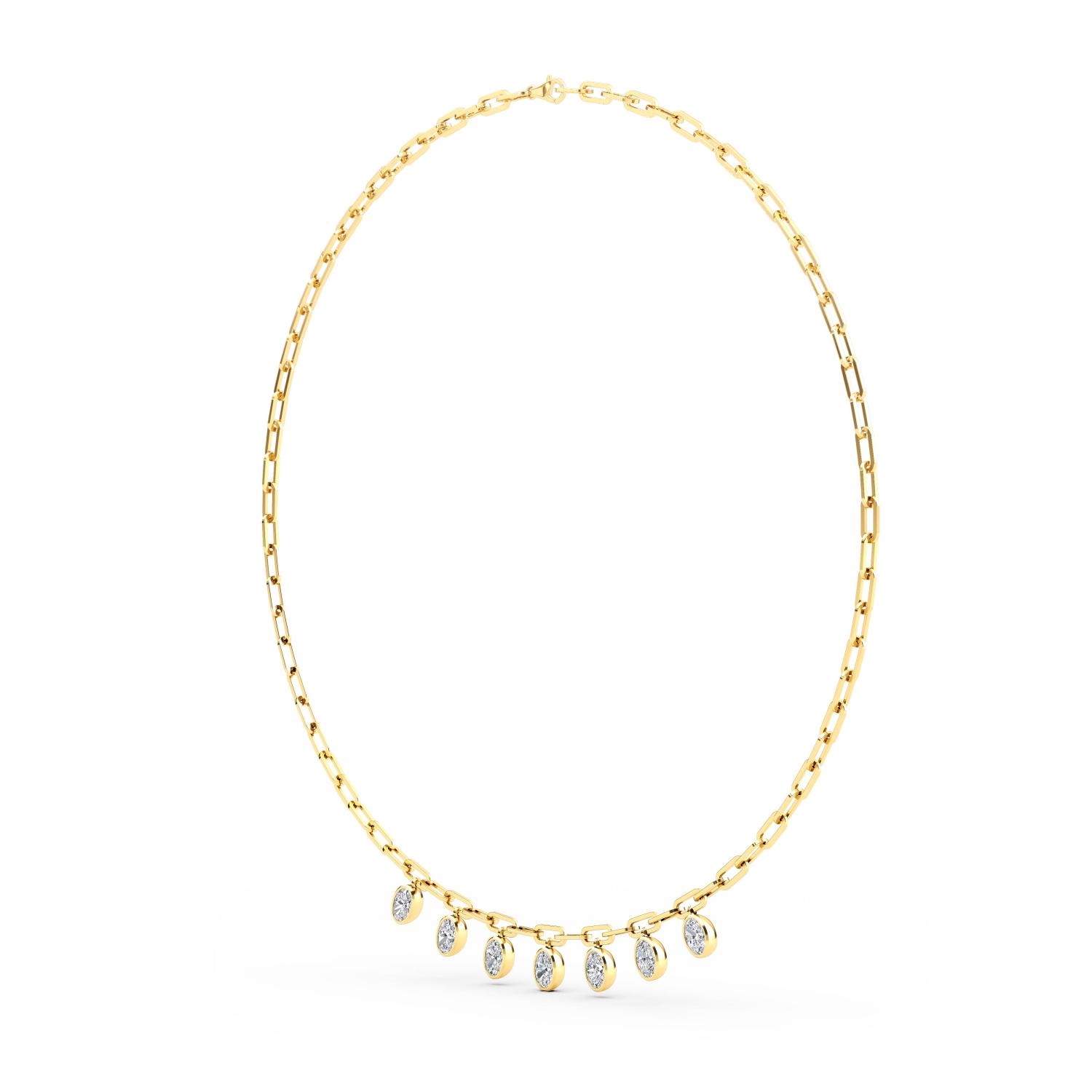 Garland, Oval Drop Paperclip Necklace in Yellow Gold, oval, plain background, alternate view