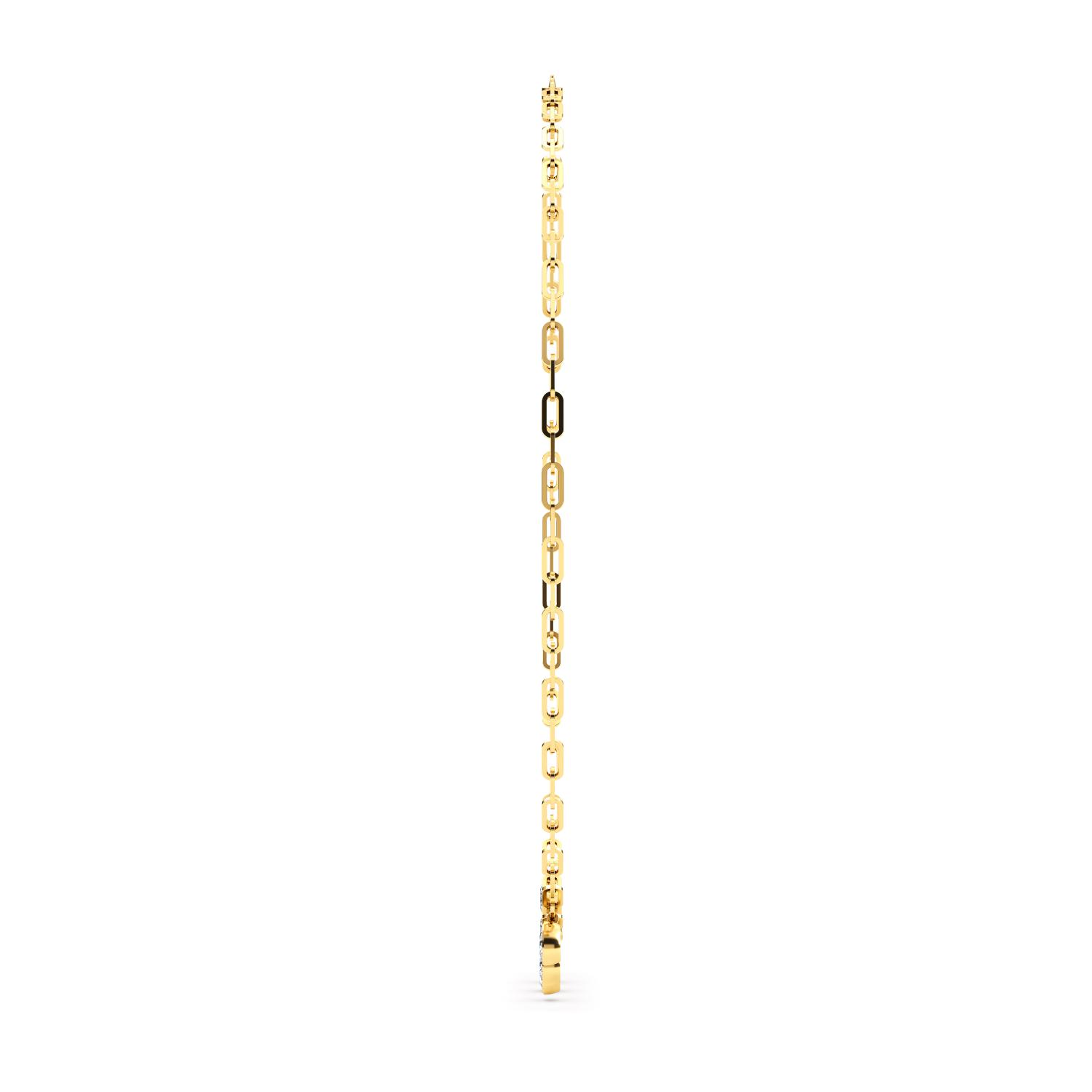 Garland, Oval Drop Paperclip Necklace in Yellow Gold, oval, plain background, alternate view