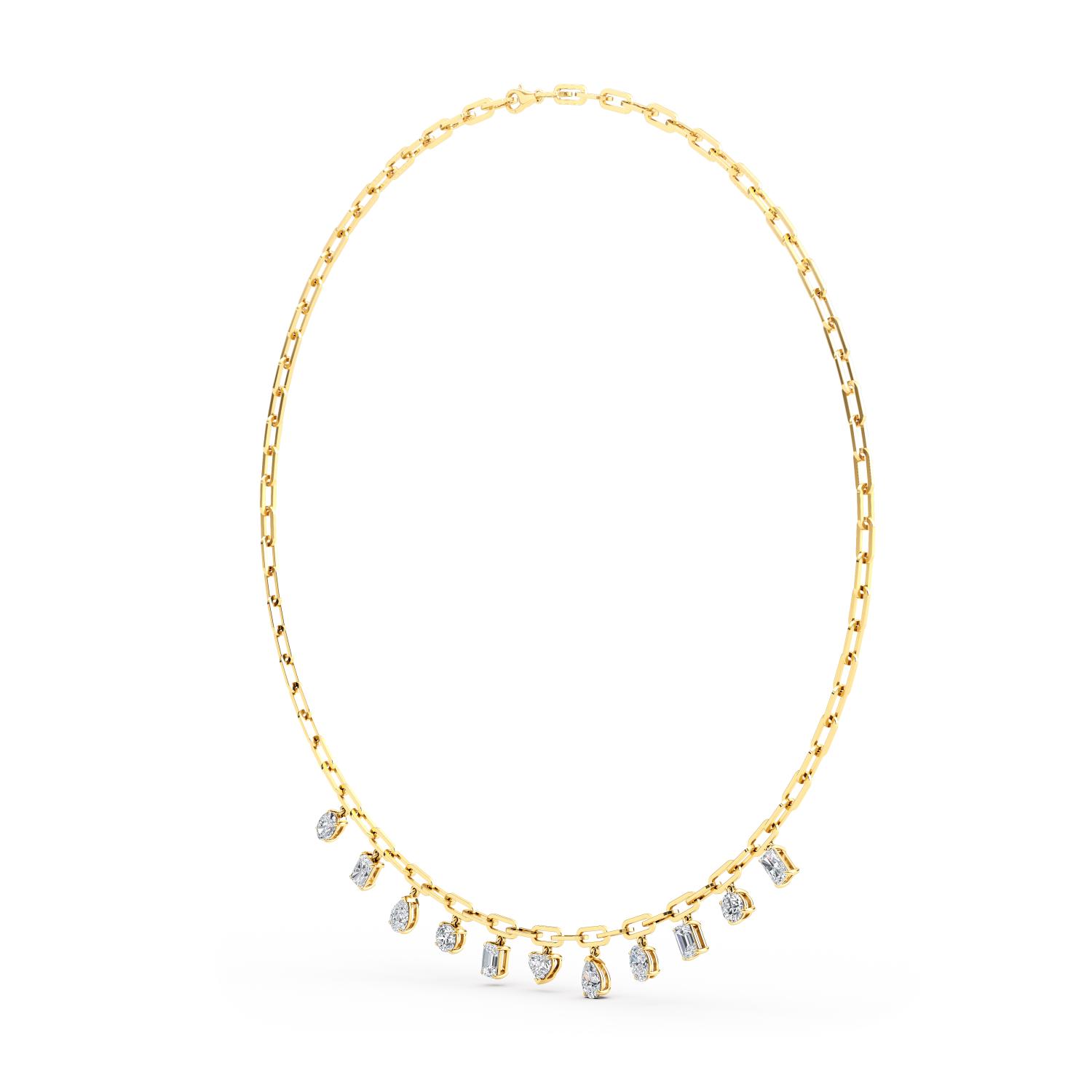 Trace, Paperclip Drop Necklace in Yellow Gold, round, plain background, alternate view