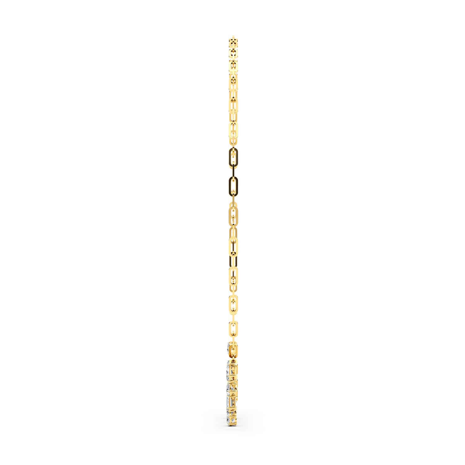 Trace, Paperclip Drop Necklace in Yellow Gold, round, plain background, alternate view