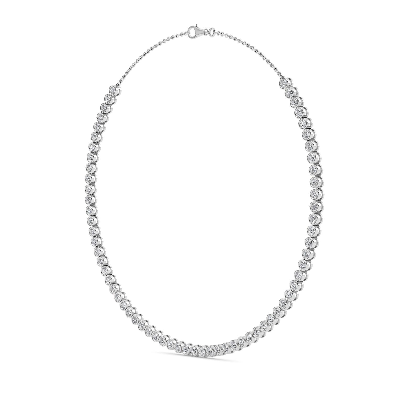 Petrel, Bezel Line Choker in White Gold, round, plain background, alternate view