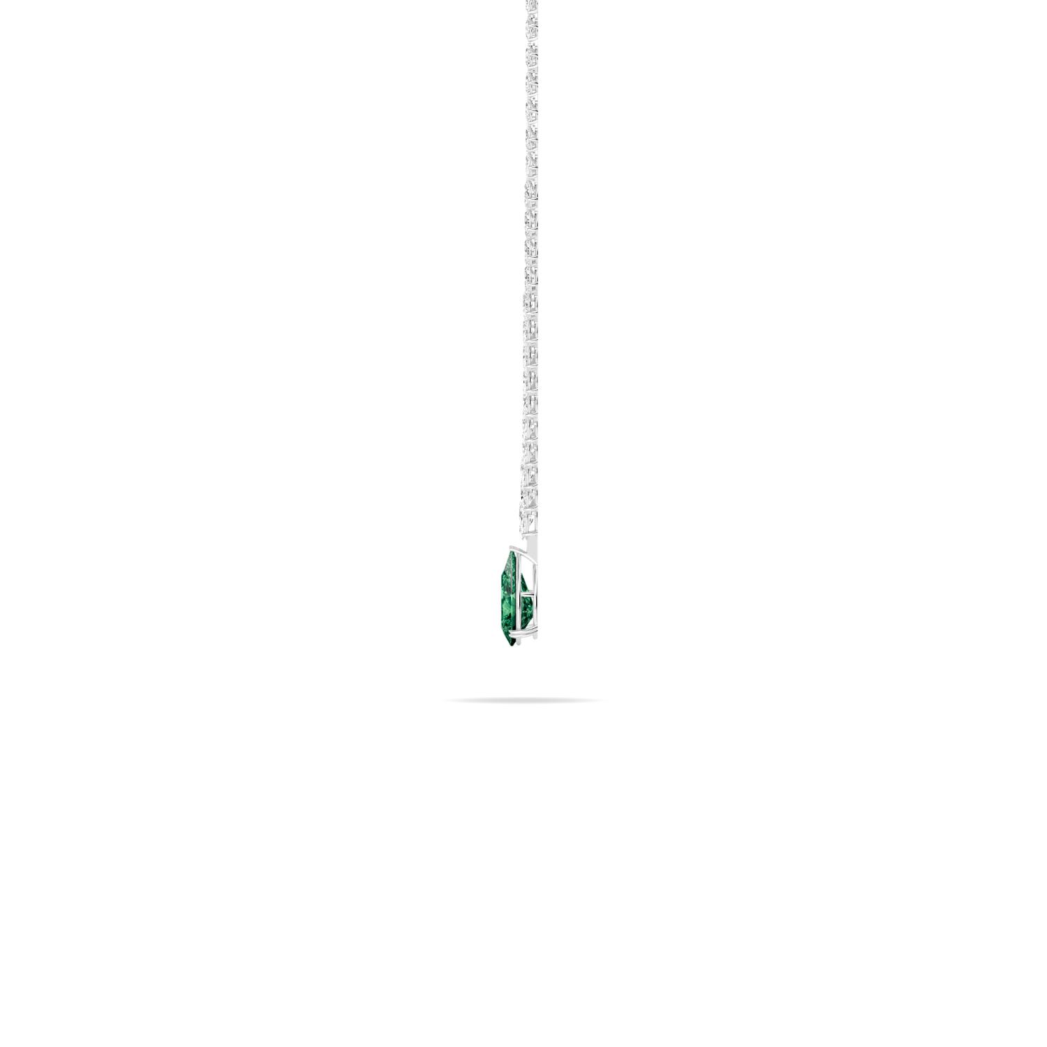 Sylvie, Emerald Pear Drop in White Gold, plain background, alternate view