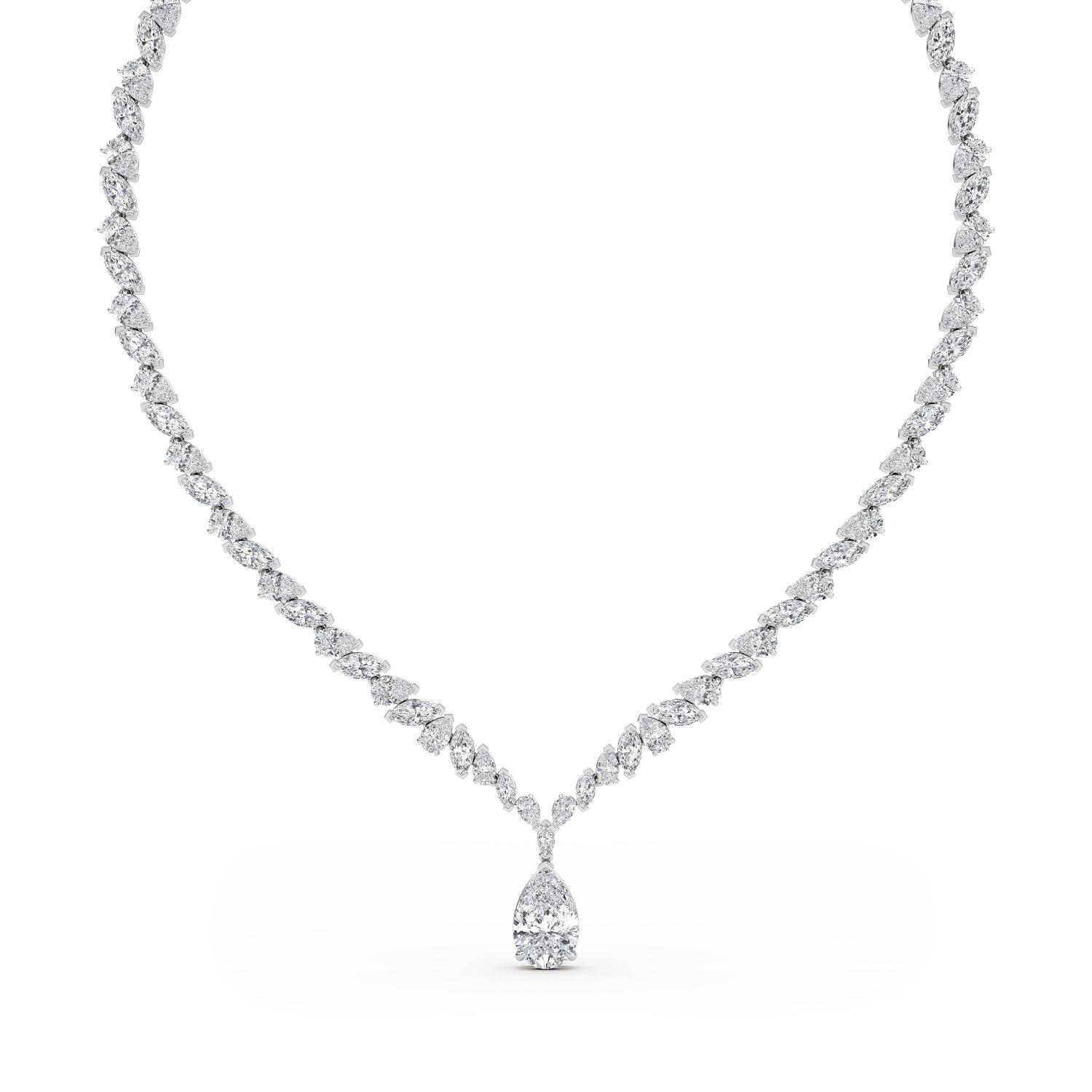 Lucienne, Marquise Line with Pear Drop in White Gold, plain background