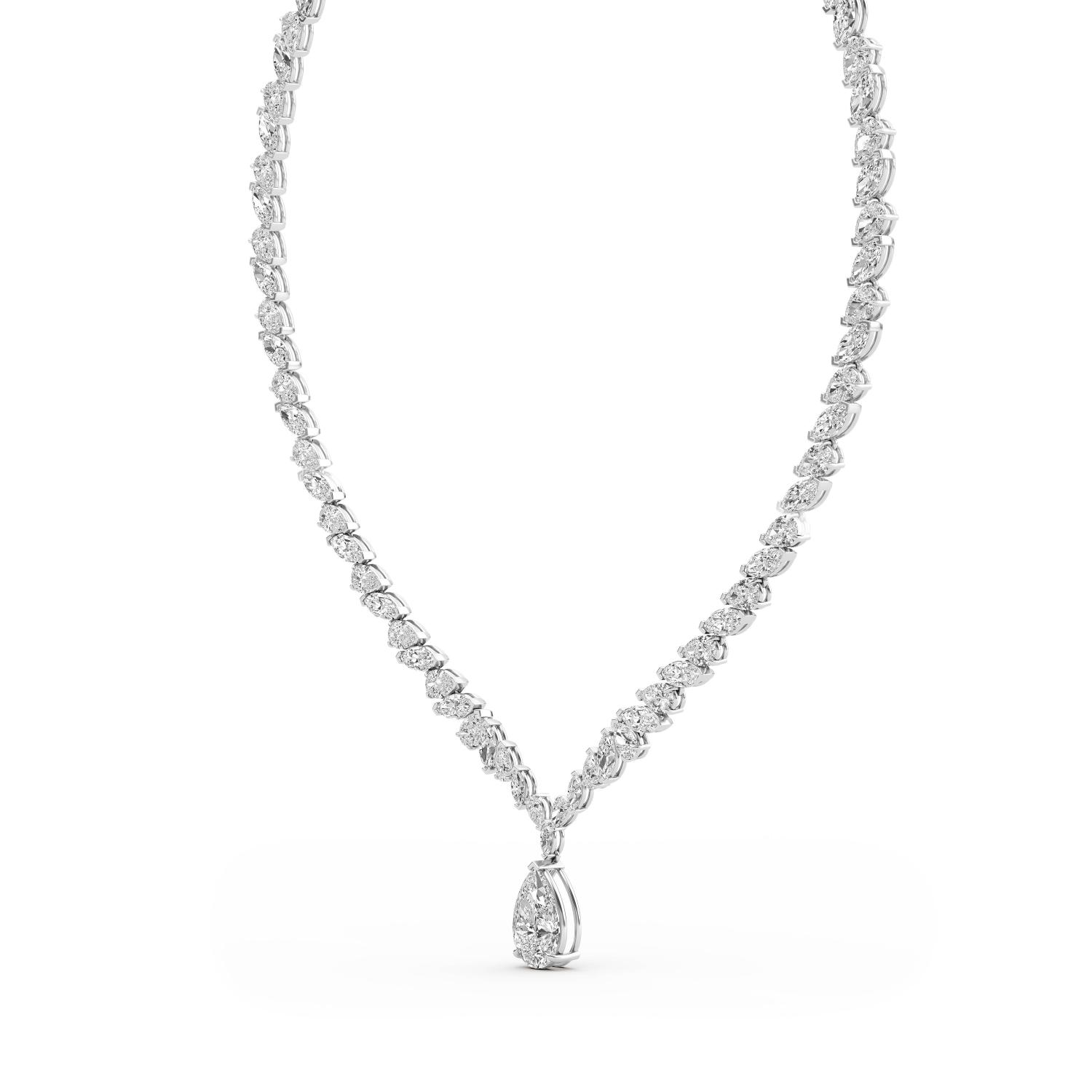 Lucienne, Marquise Line with Pear Drop in White Gold, plain background, alternate view