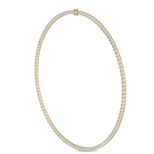 Adelina, Riviera Tennis Necklace in Yellow Gold, round, plain background, alternate view