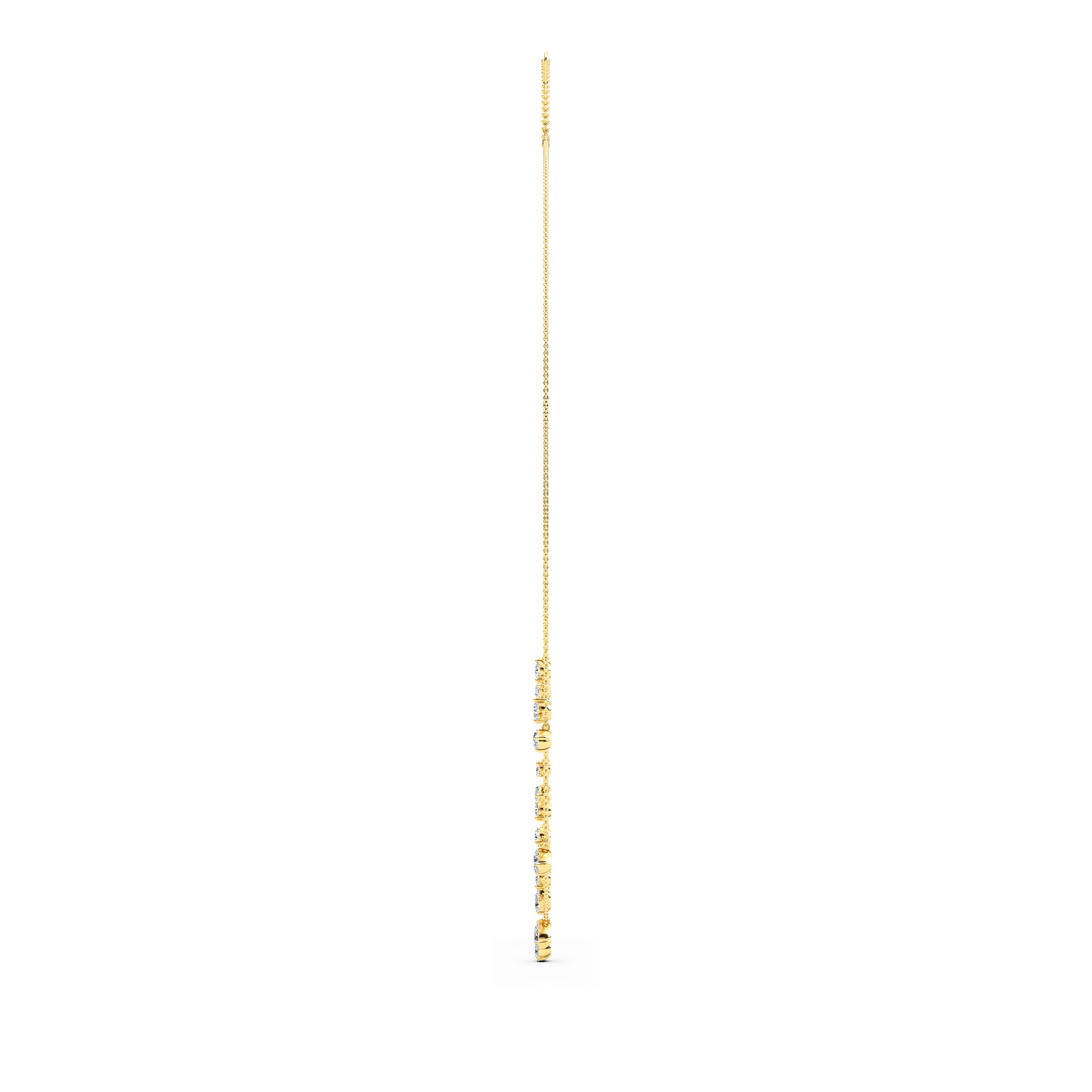 Estelle, Three Layer Mixed Shape Drop Necklace in Yellow Gold, mixed, plain background, alternate view
