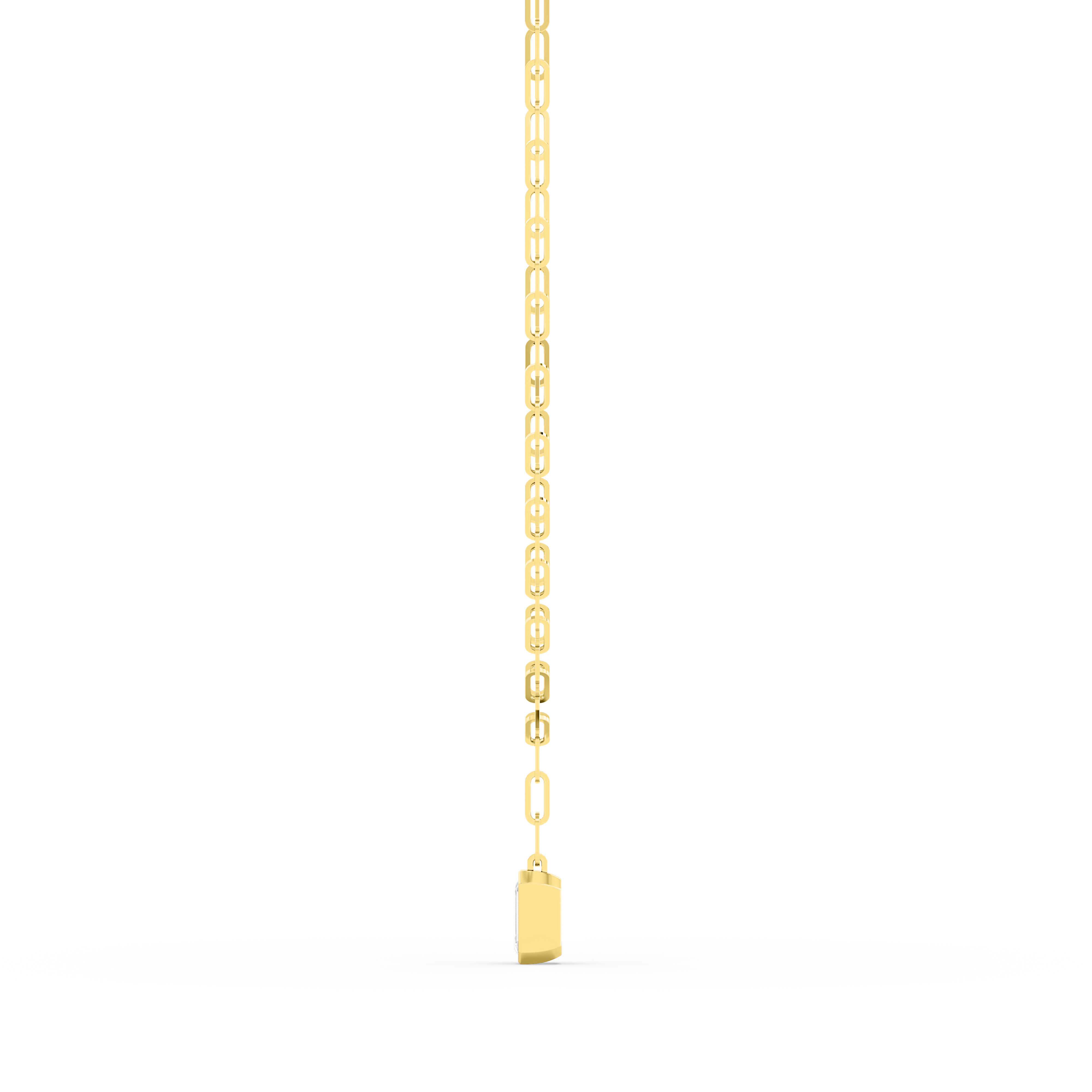 Florence, Paperclip Chain with Emerald Cut Drop in Yellow Gold, emerald, plain background, alternate view