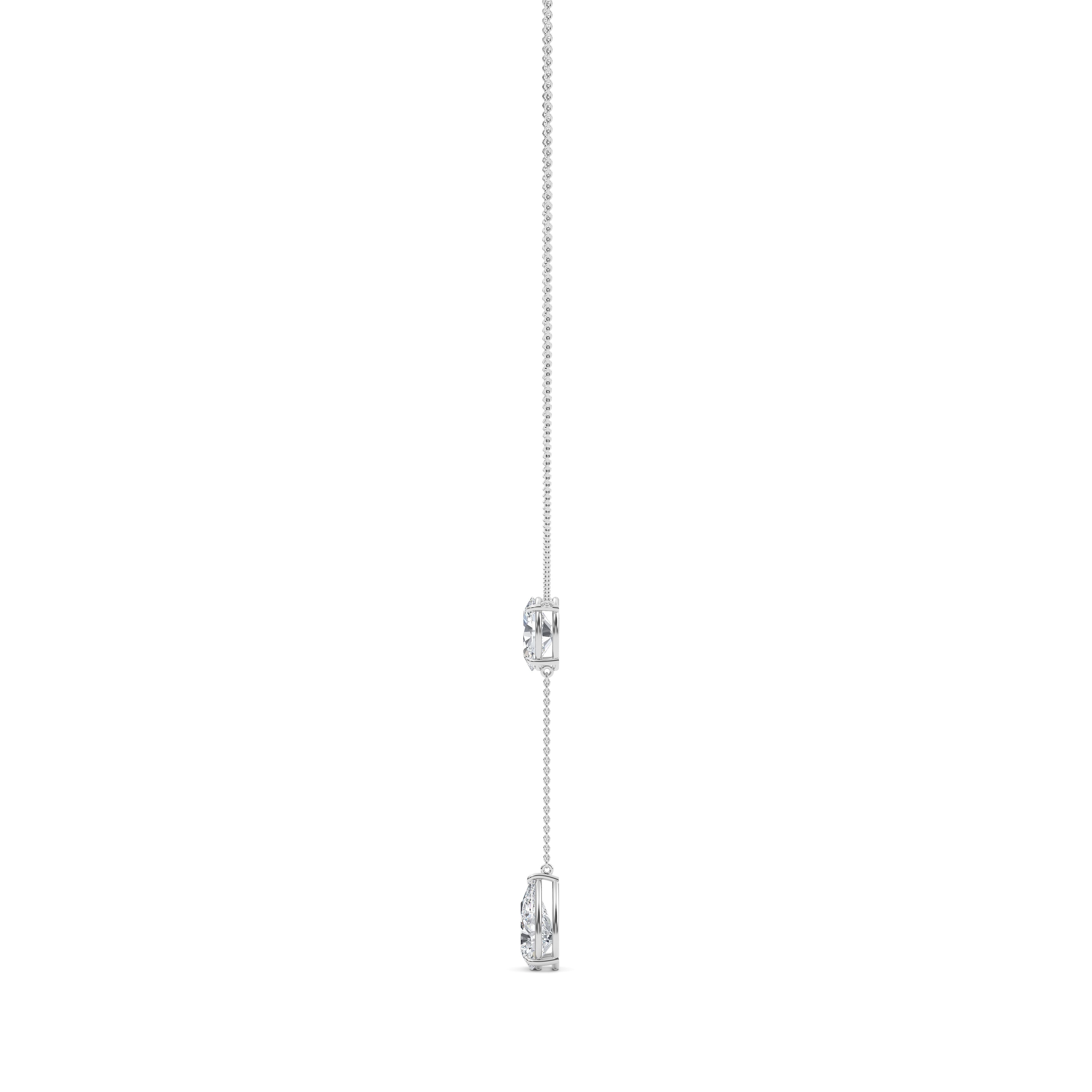 Helena, Lariat Necklace with Oval and Pear in White Gold, pear, plain background, alternate view