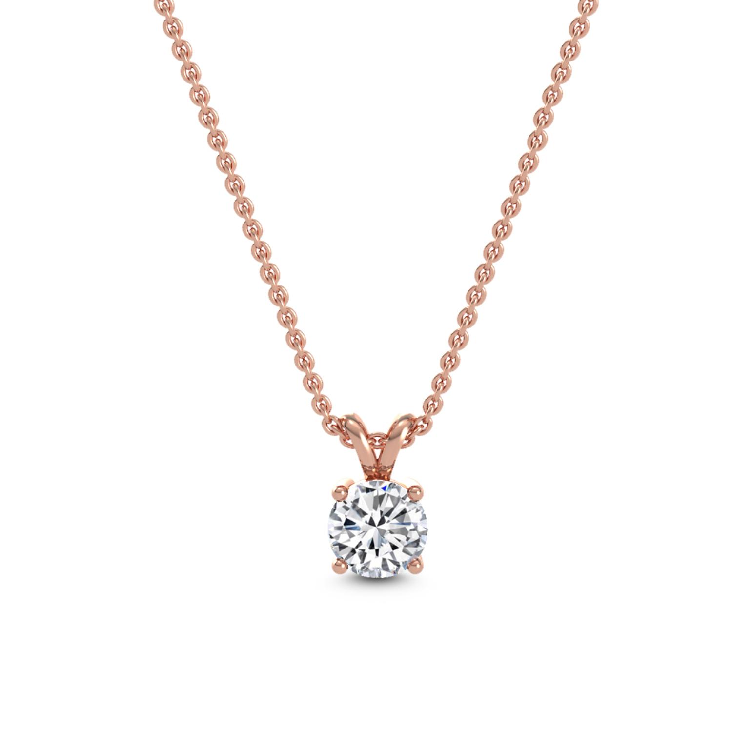 Star Round, Round Solitaire Pendant with Loop Bail in Rose Gold, round, studio photo