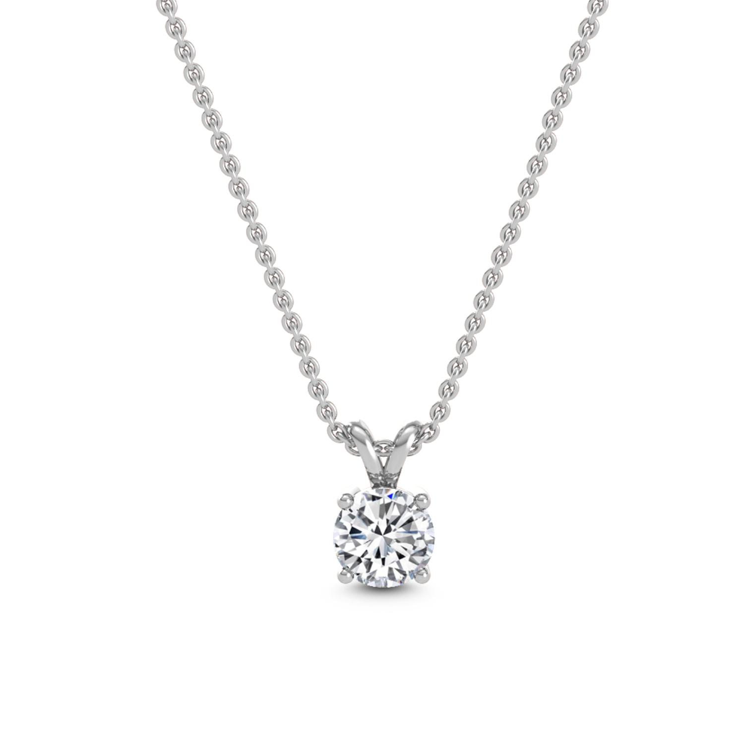 Star, Round Solitaire Pendant with Loop Bail in White Gold, round, plain background