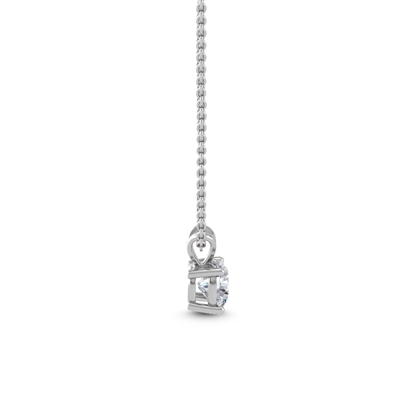 Star, Round Solitaire Pendant with Loop Bail in White Gold, round, plain background, alternate view