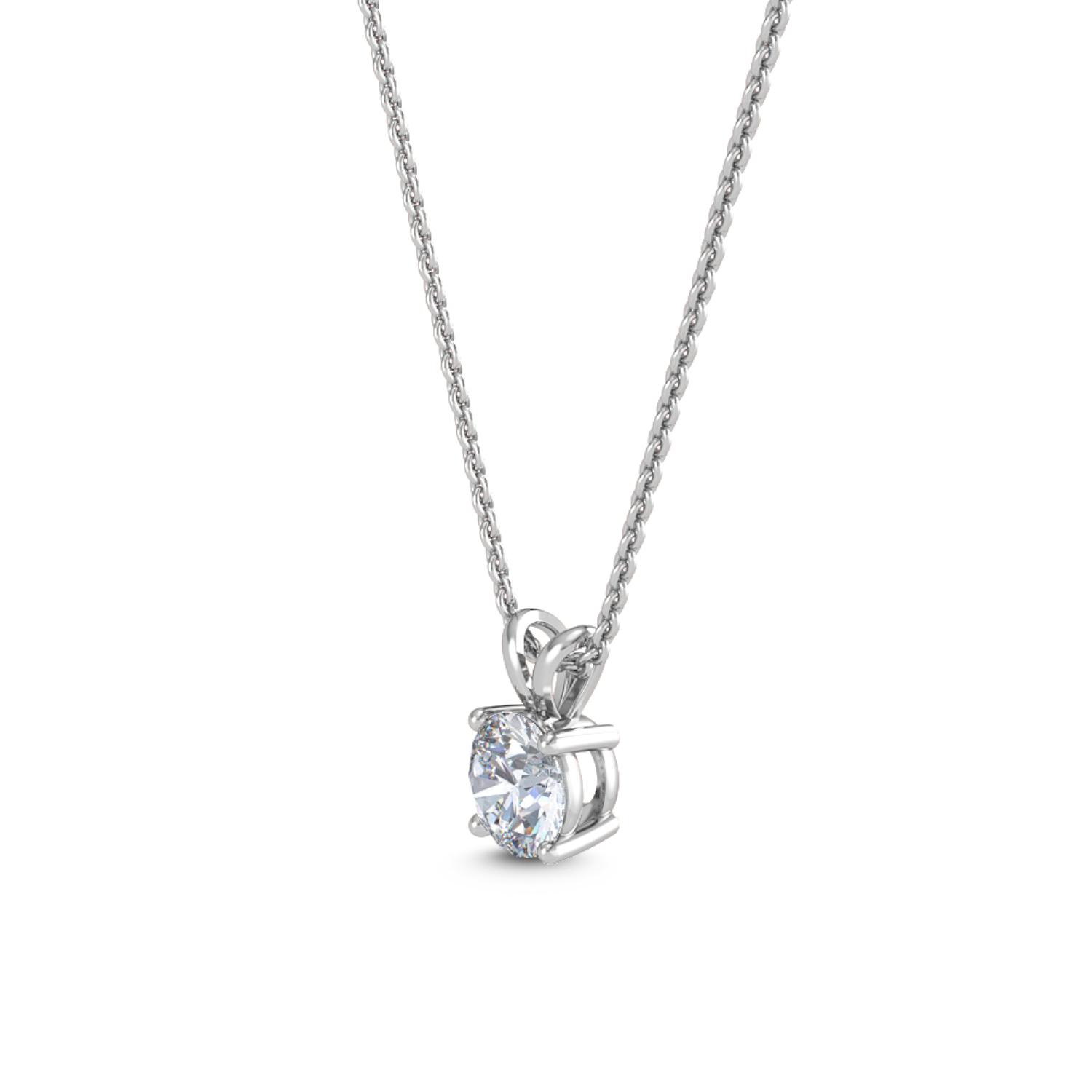 Star, Round Solitaire Pendant with Loop Bail in White Gold, round, plain background, alternate view