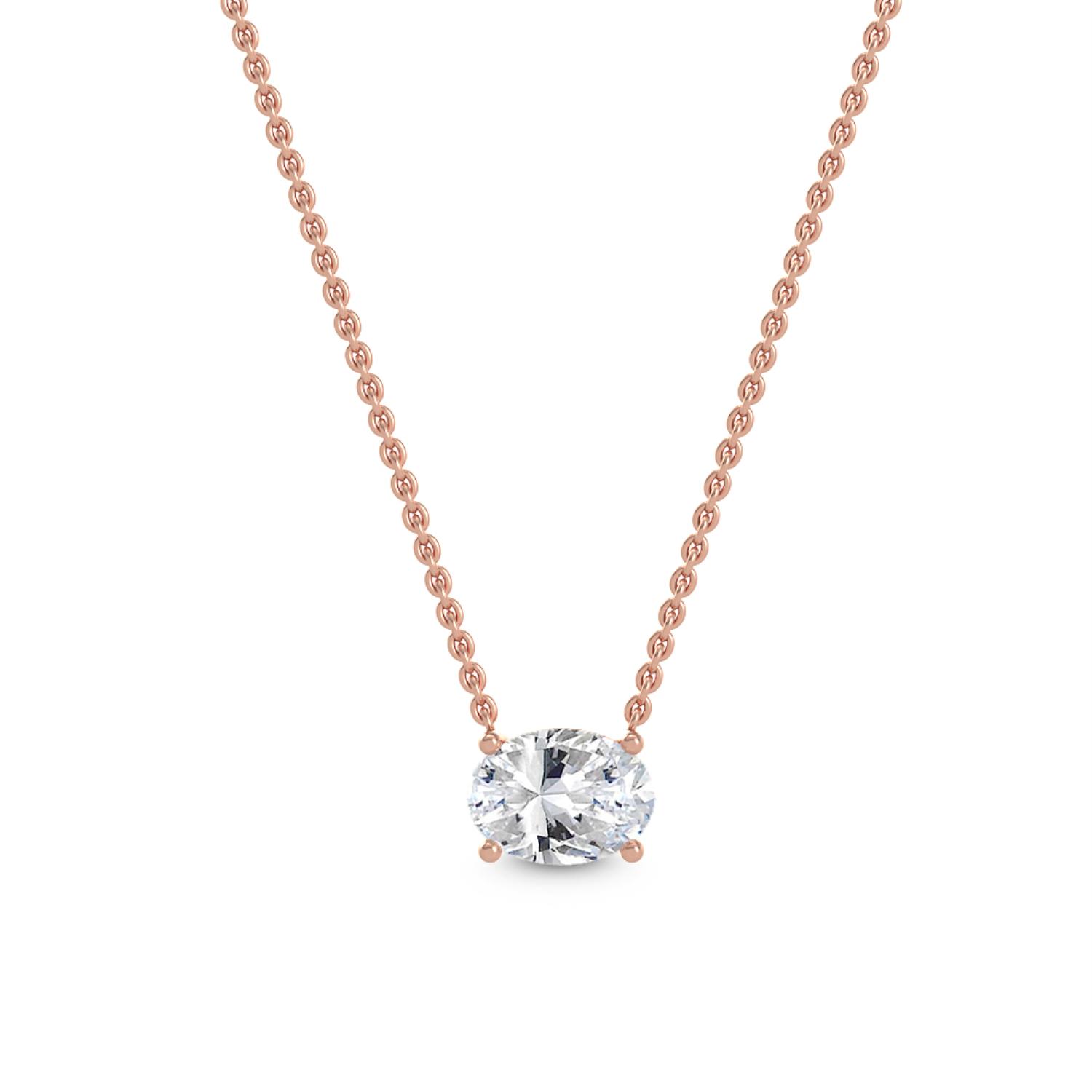 Star Oval, East-West Oval Solitaire Pendant in Rose Gold, oval, studio photo
