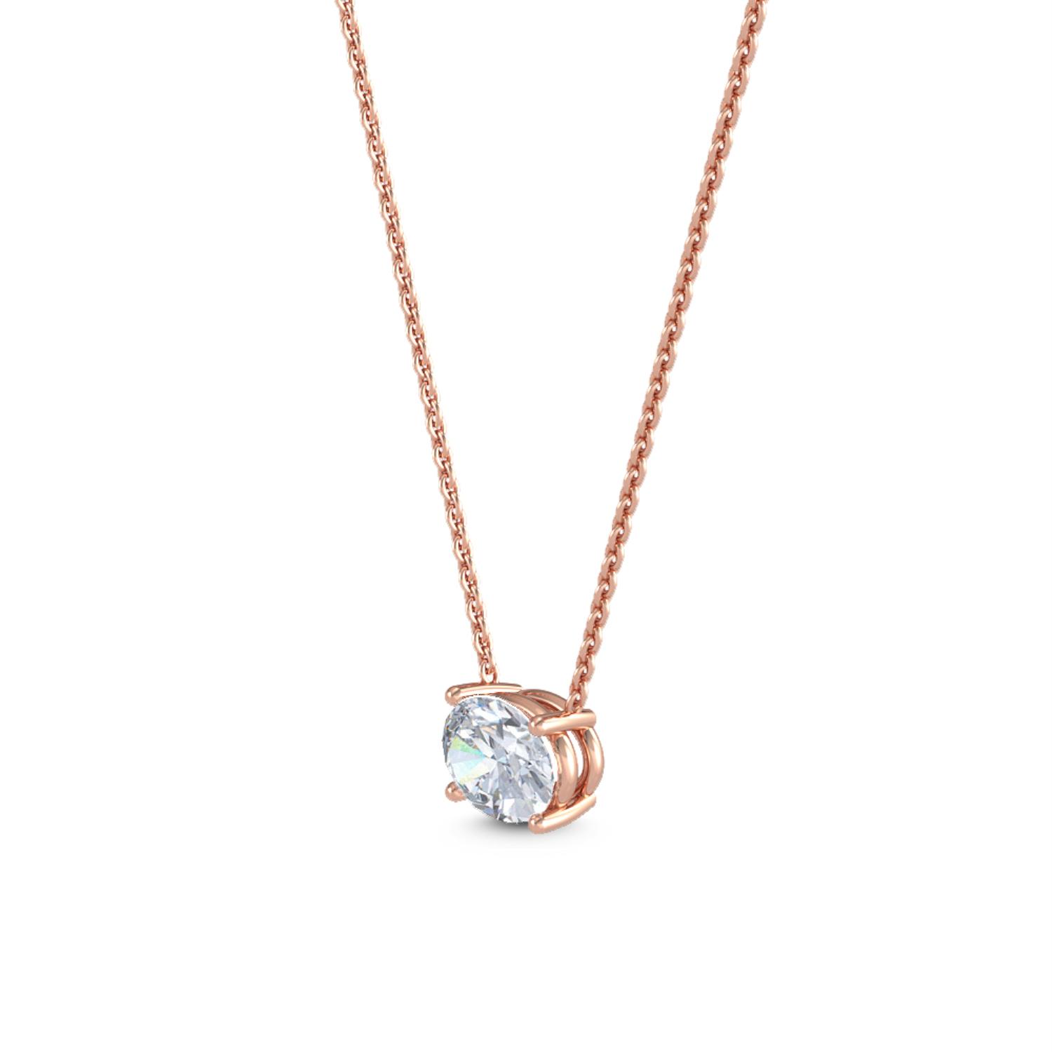 Star Oval, East-West Oval Solitaire Pendant in Rose Gold, oval, studio photo, alternate view