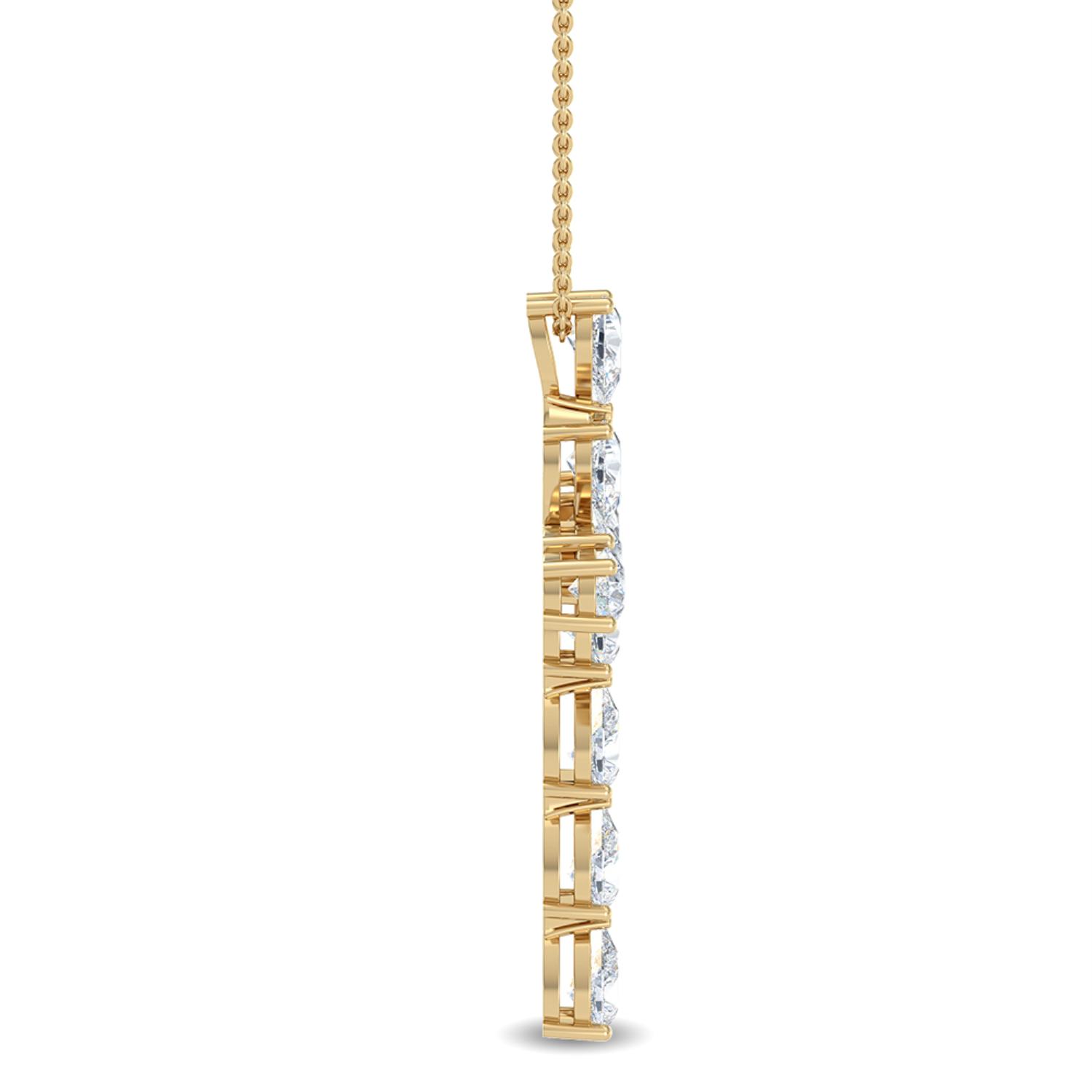 Psalm, Pear Cross Pendant in Yellow Gold, pear, plain background, alternate view