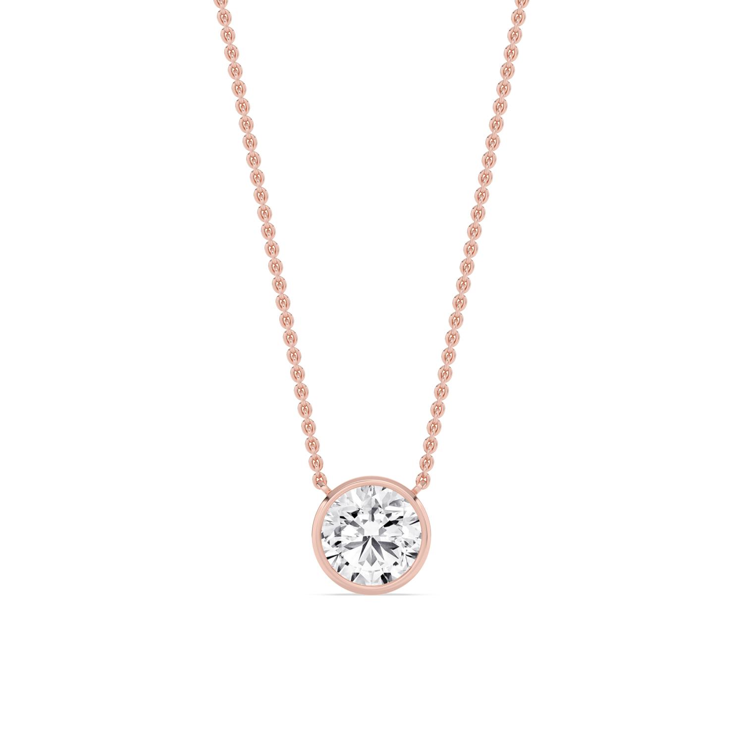 Halo Round, Round Bezel Pendant in Rose Gold, round, studio photo