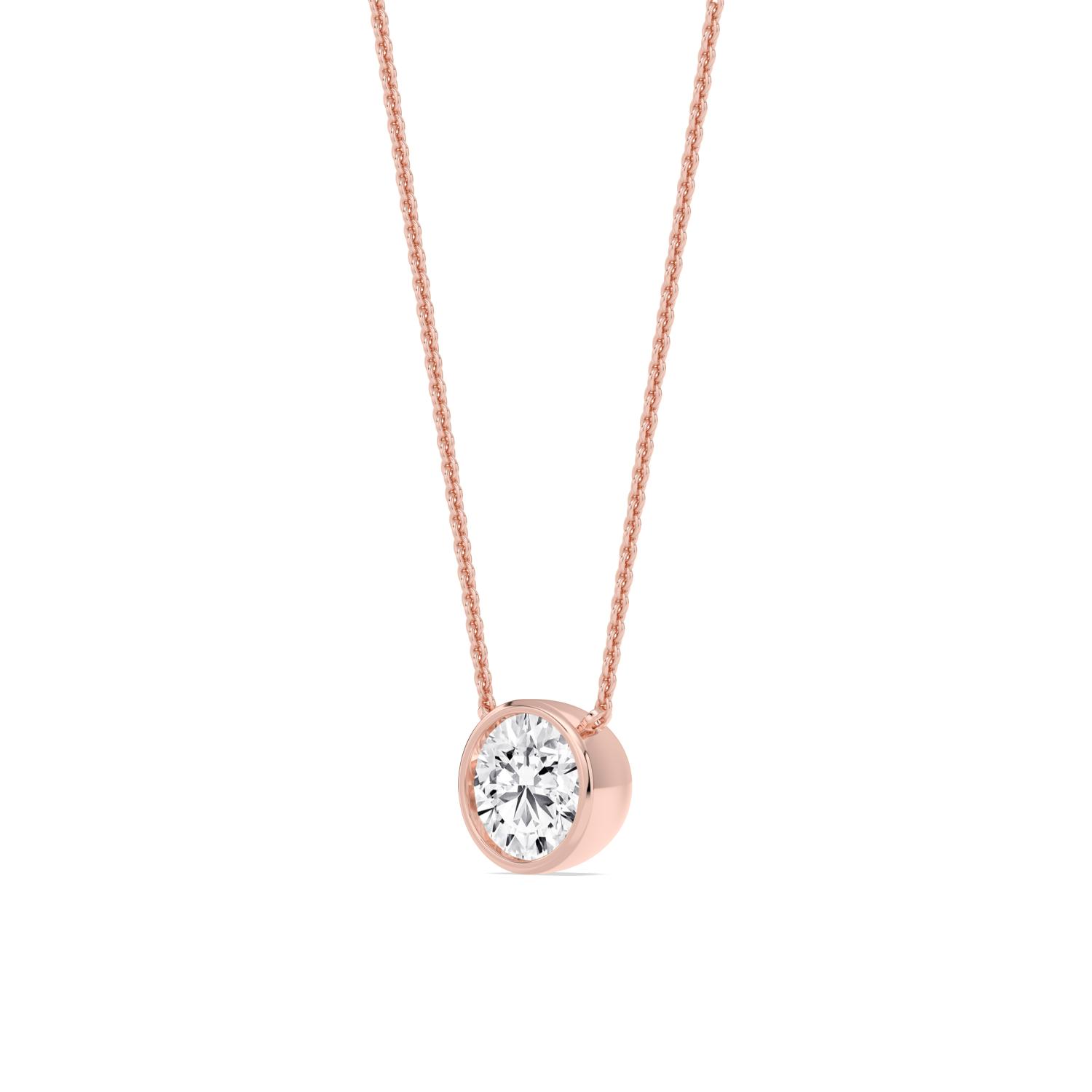 Halo Round, Round Bezel Pendant in Rose Gold, round, studio photo, alternate view