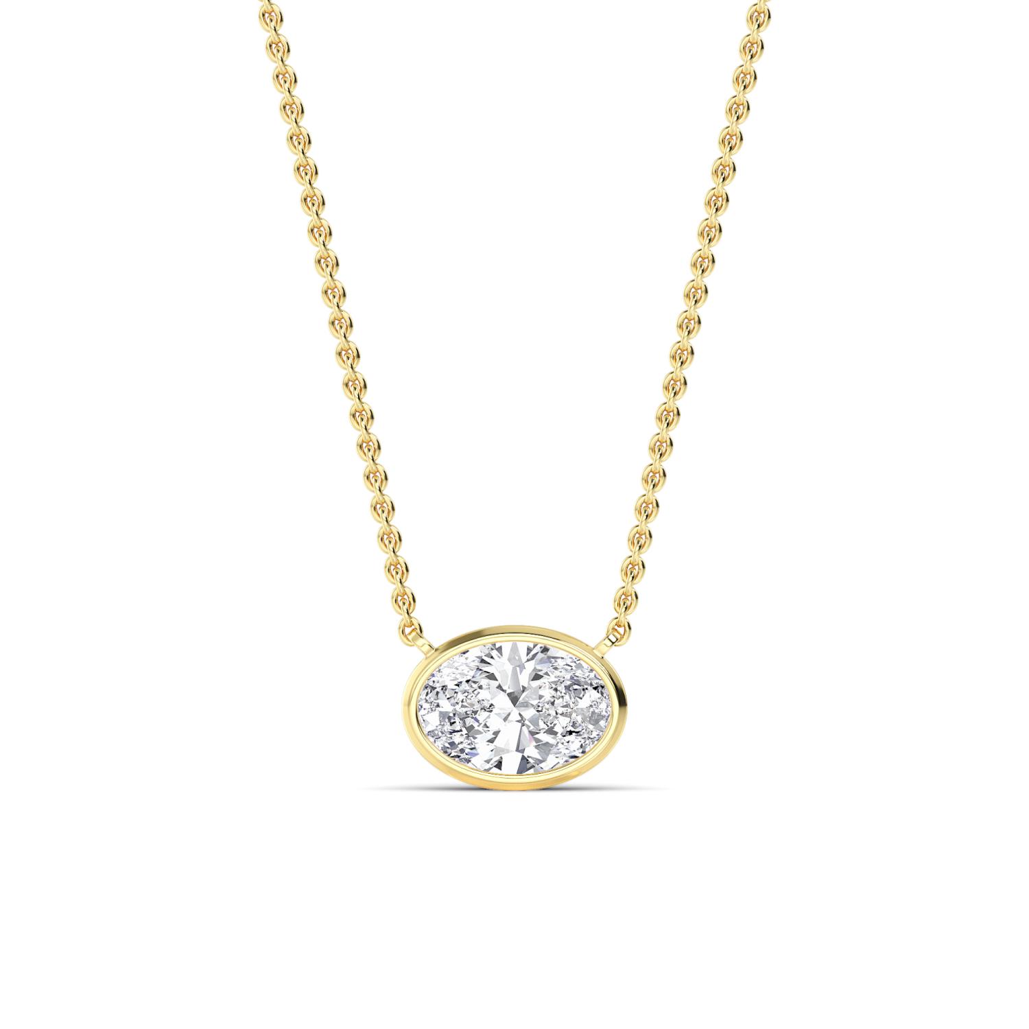 Halo Oval, Oval Bezel Pendant in Yellow Gold, oval, studio photo