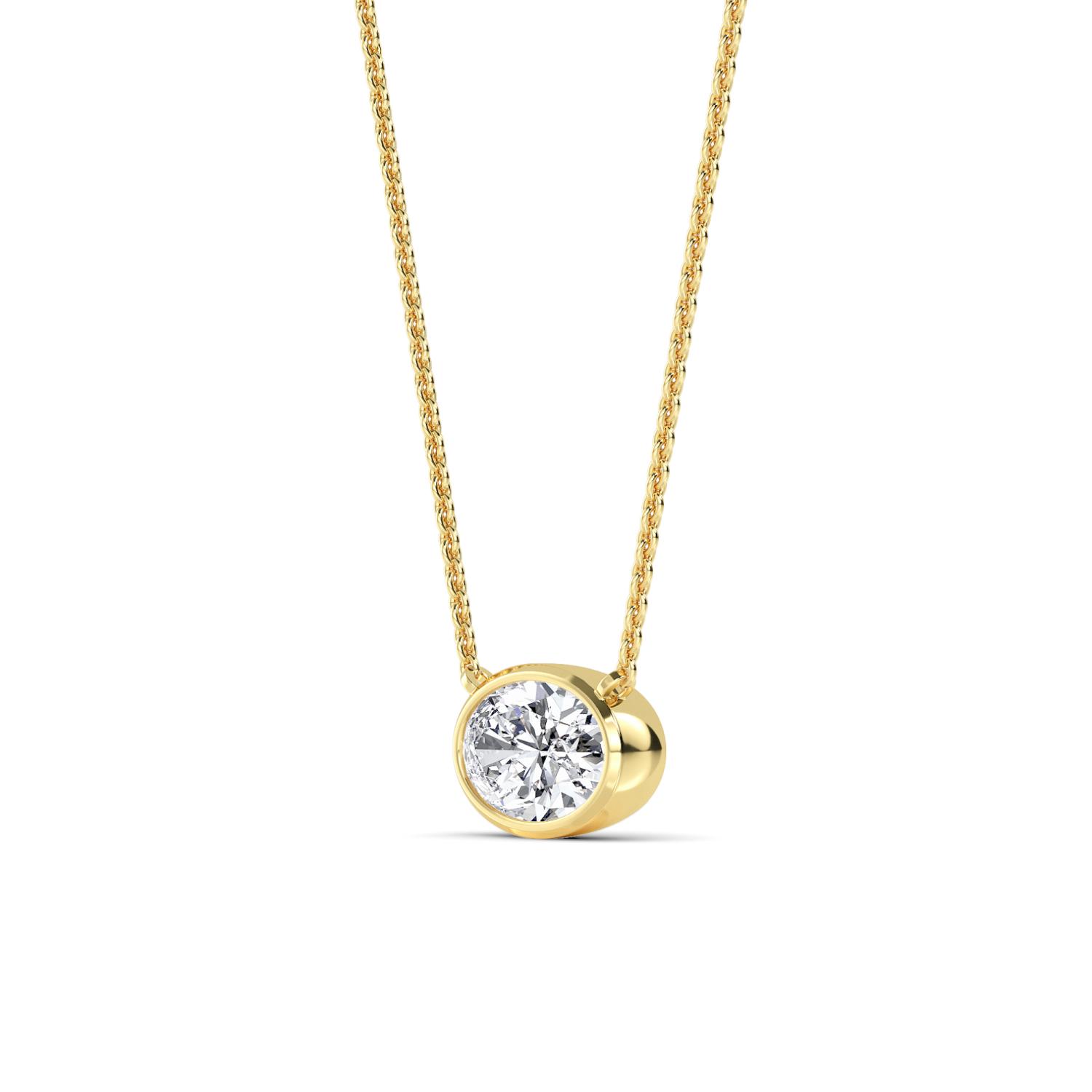 Halo Oval, Oval Bezel Pendant in Yellow Gold, oval, studio photo, alternate view