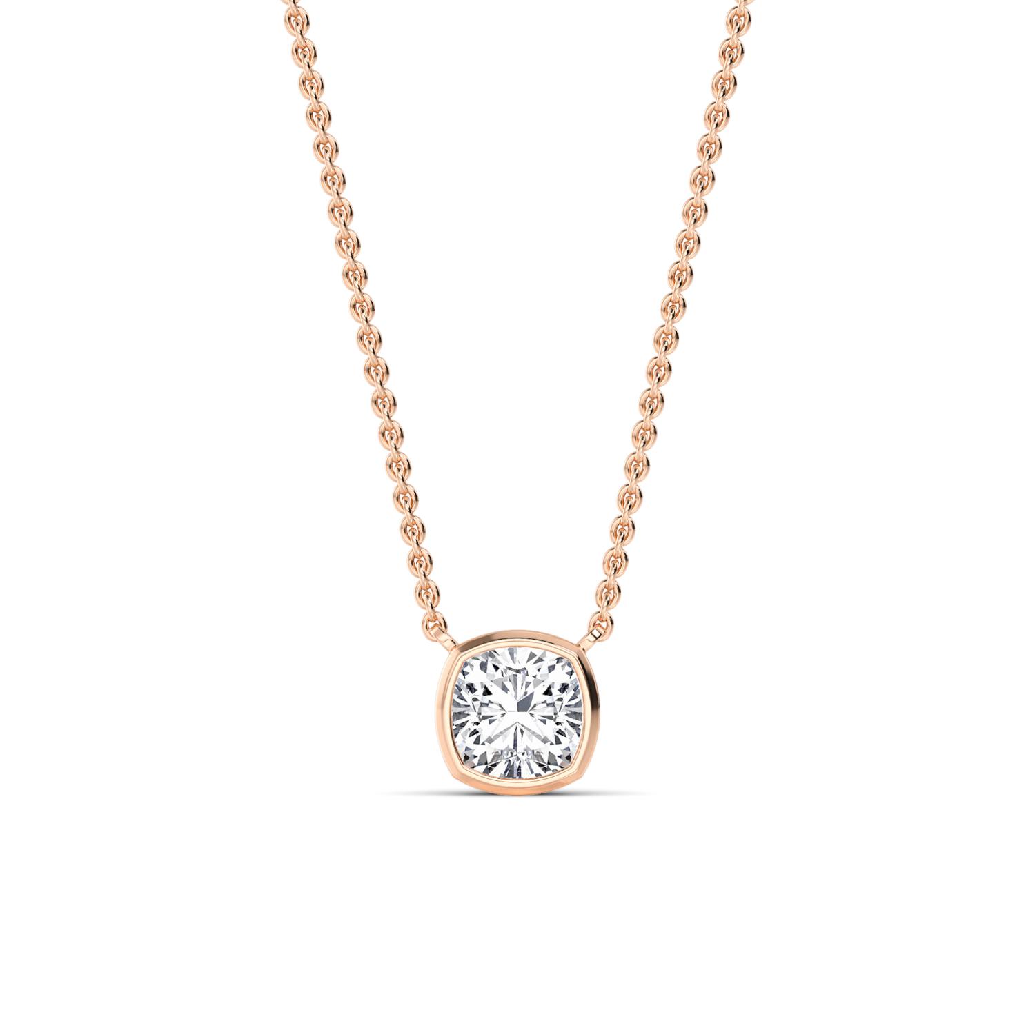 Rune, Cushion Bezel Pendant in Rose Gold, cushion, plain background
