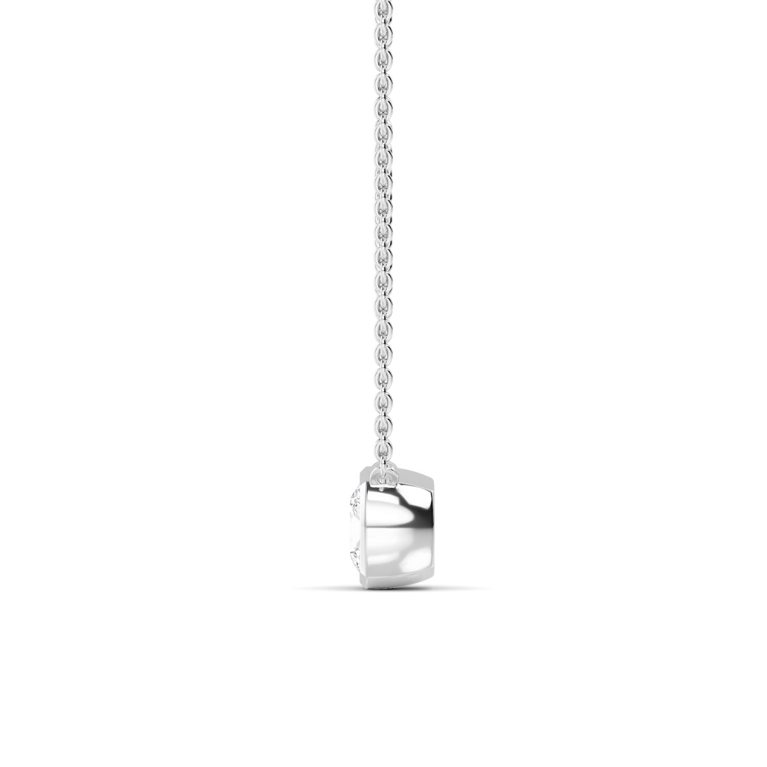 Rune, Cushion Bezel Pendant in White Gold, cushion, plain background, alternate view