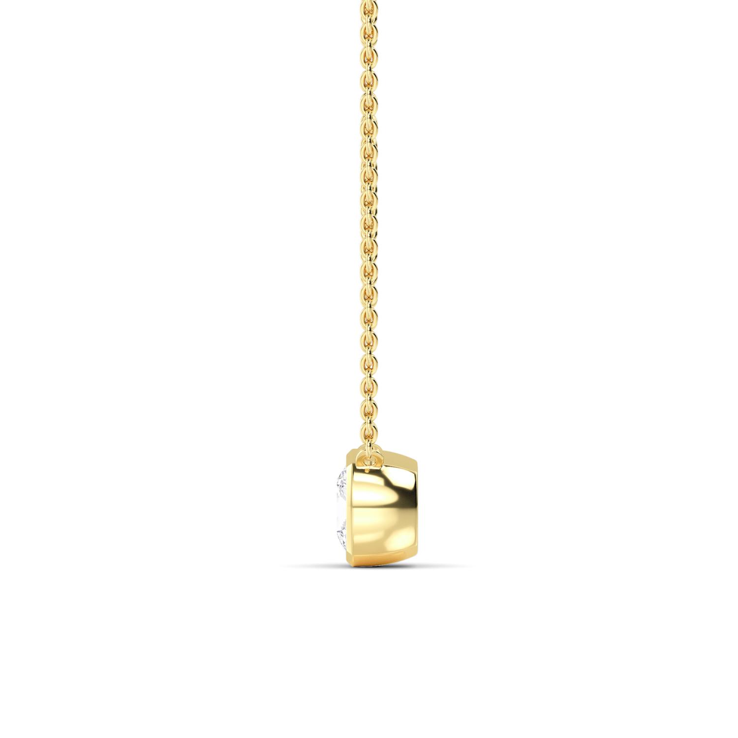 Halo Cushion, Cushion Bezel Pendant in Yellow Gold, cushion, studio photo, alternate view