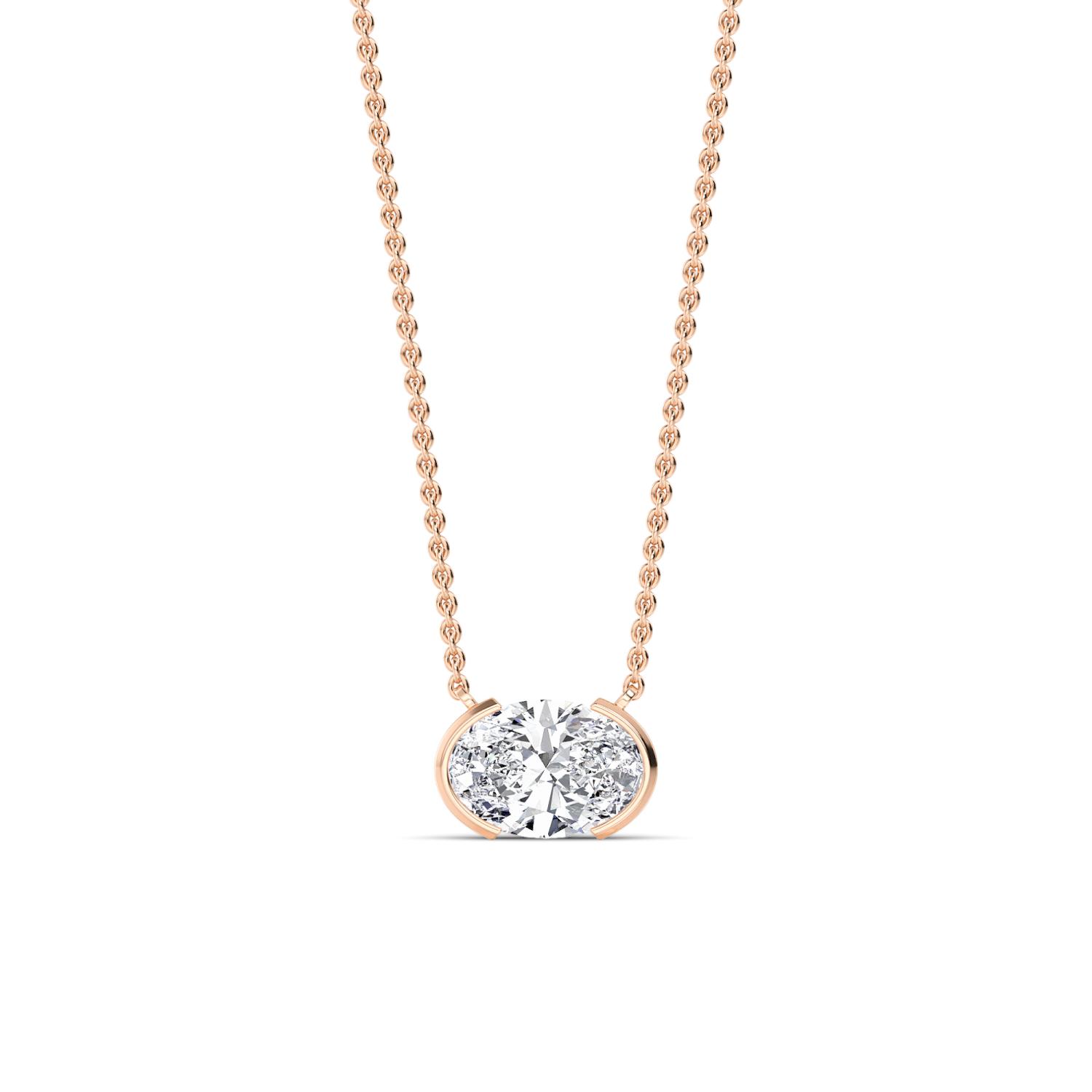Halfmoon Oval, Oval Half-Bezel Pendant in Rose Gold, oval, studio photo