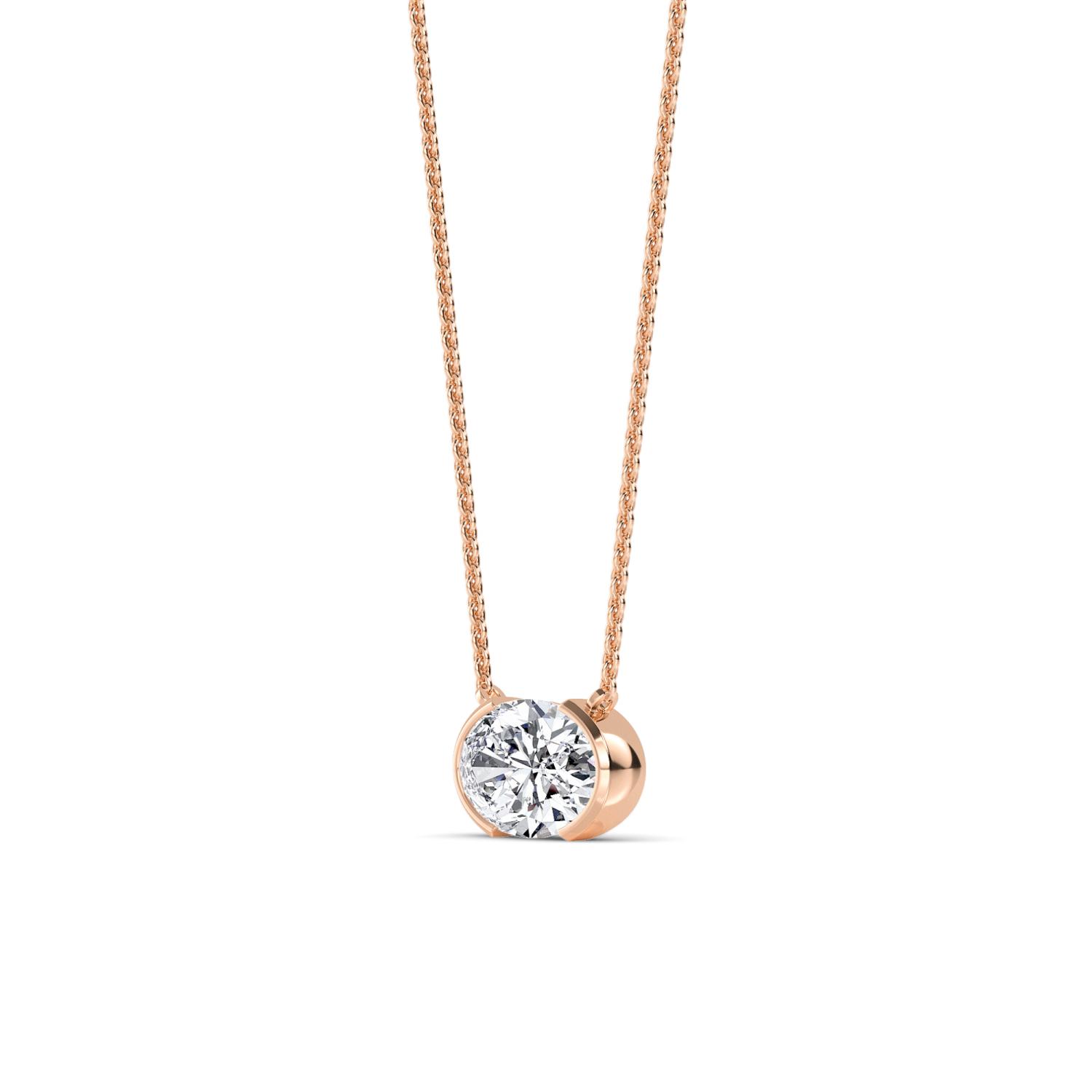 Halfmoon Oval, Oval Half-Bezel Pendant in Rose Gold, oval, studio photo, alternate view