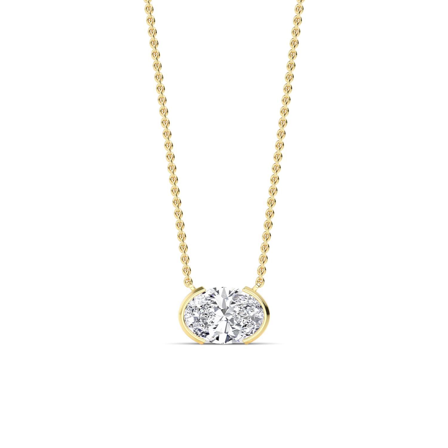 Shoal, Oval Half-Bezel Pendant in Yellow Gold, oval, plain background