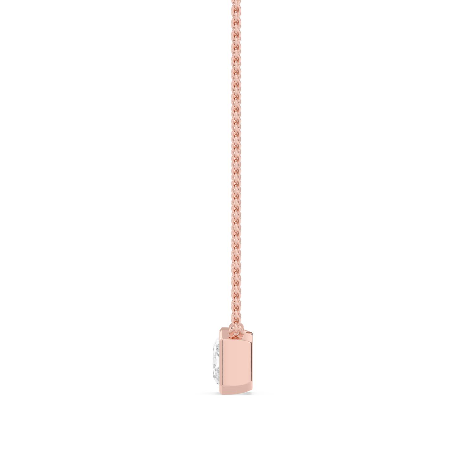 Halfmoon Radiant, Radiant Half-Bezel Pendant in Rose Gold, radiant, studio photo, alternate view