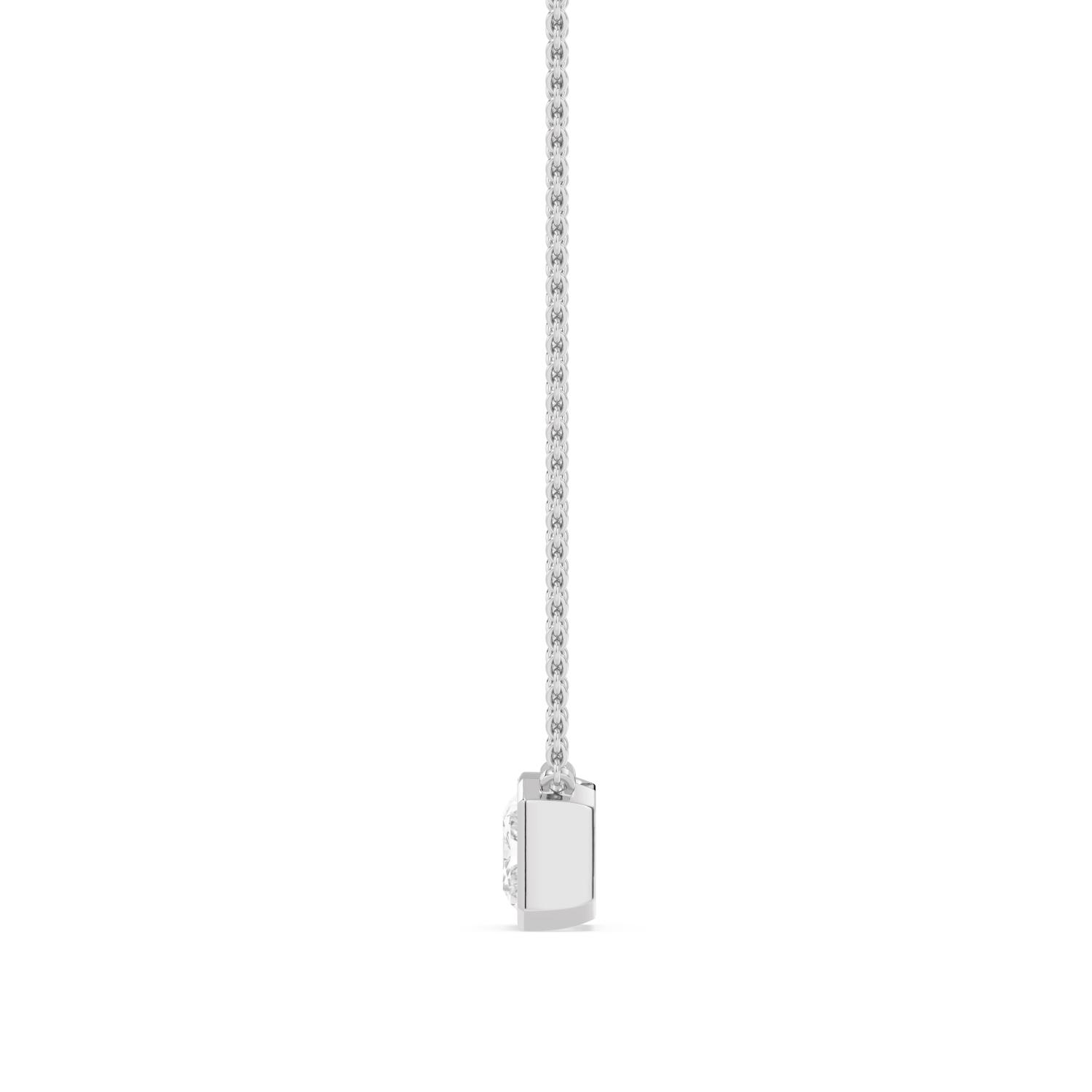 Sky, Radiant Half-Bezel Pendant in White Gold, radiant, plain background, alternate view