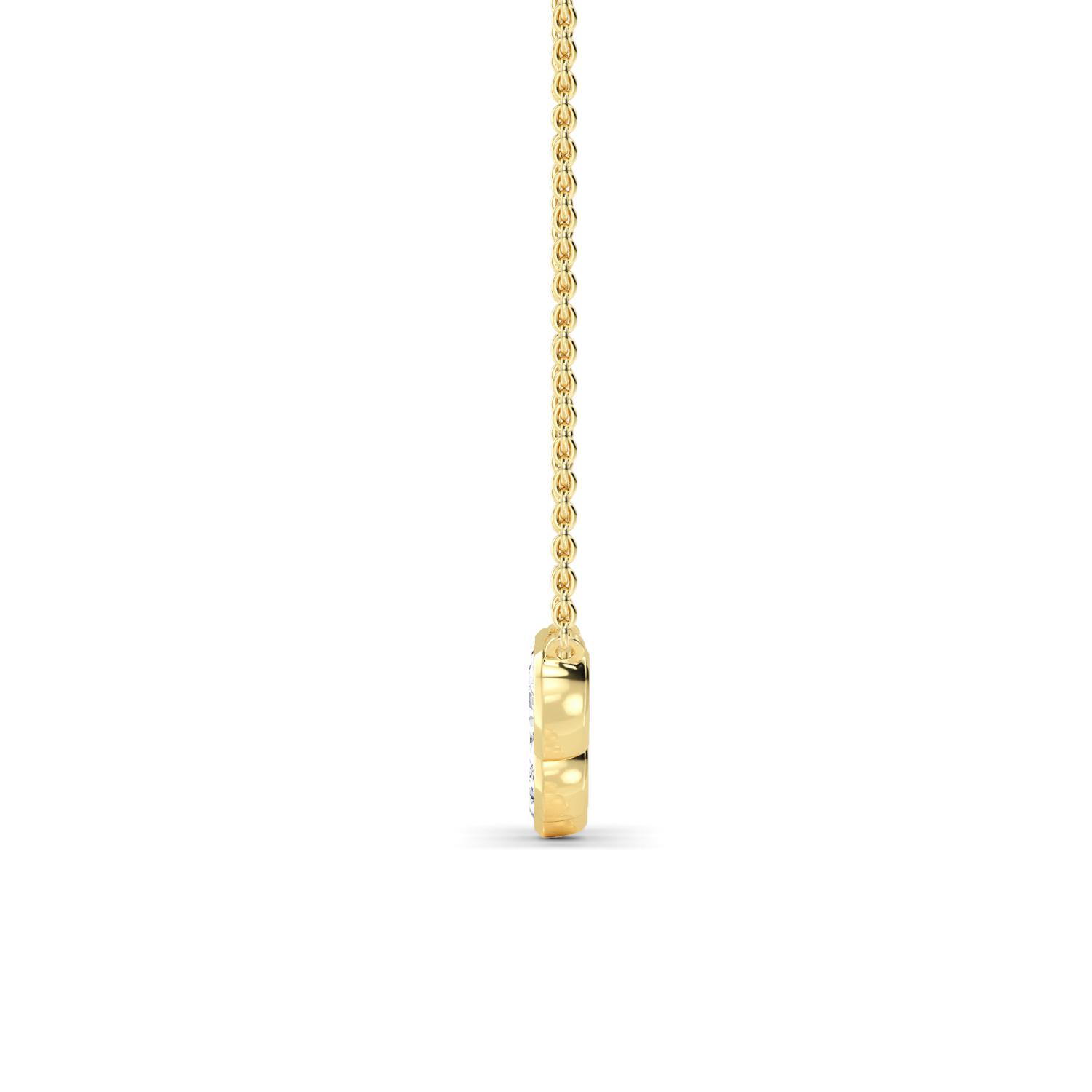 Arc, Curved Bar Pendant in Yellow Gold, oval, plain background, alternate view