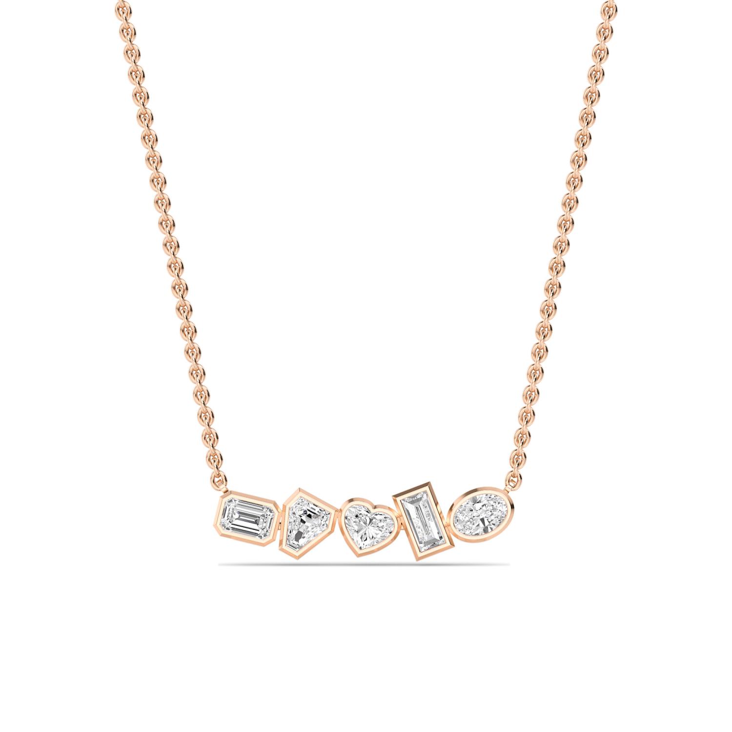 Kin, Mixed-Shape Bar Pendant in Rose Gold, mixed, plain background
