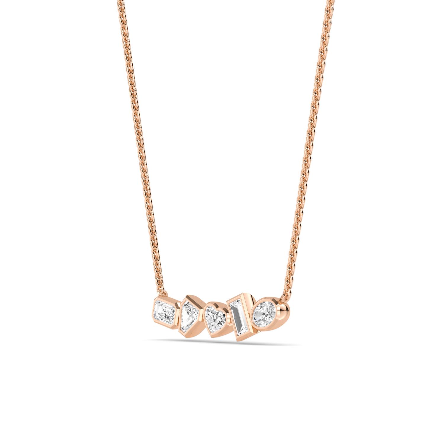 Kin, Mixed-Shape Bar Pendant in Rose Gold, mixed, plain background, alternate view
