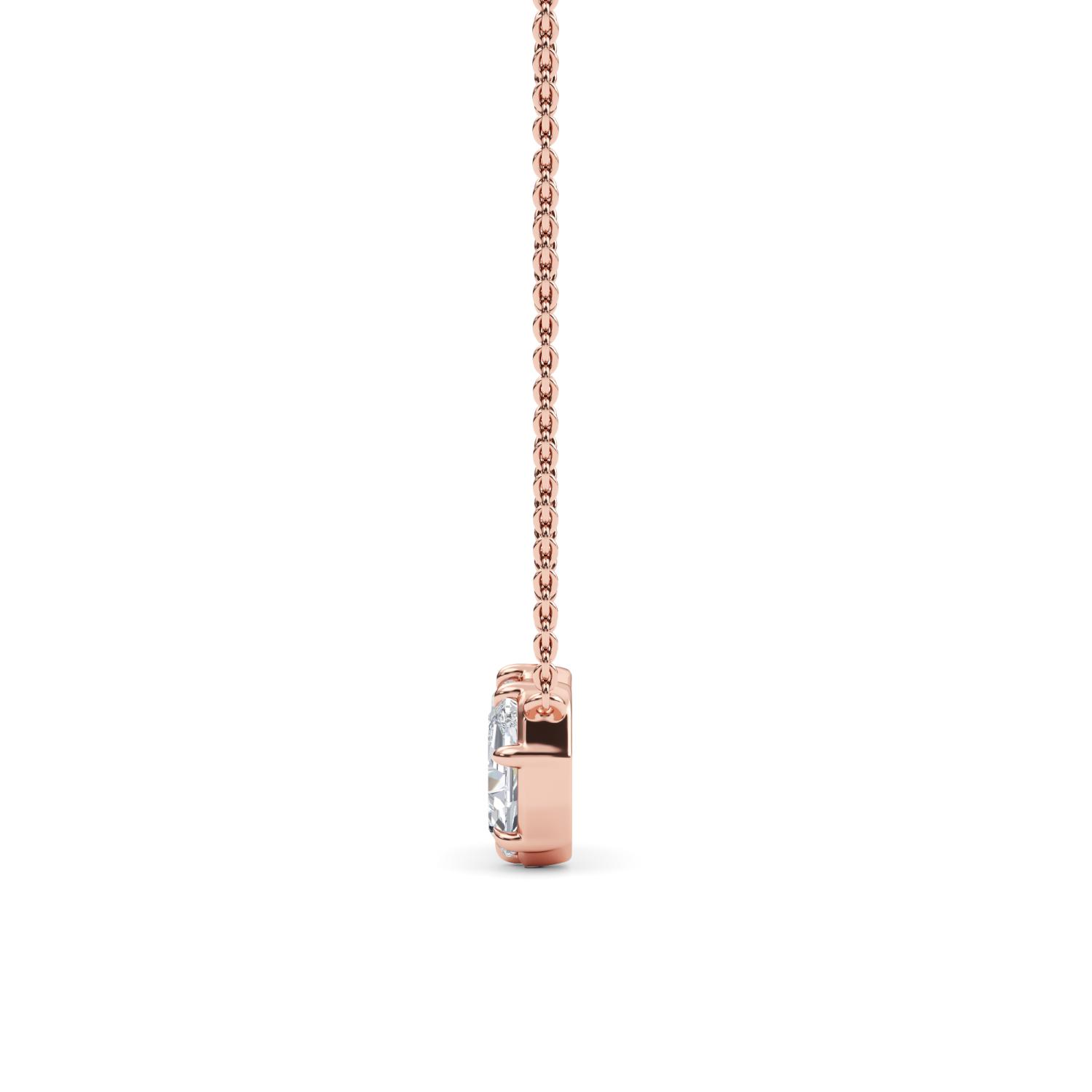 Toi et Moi, Two-Stone Pendant in Rose Gold, emerald, plain background, alternate view