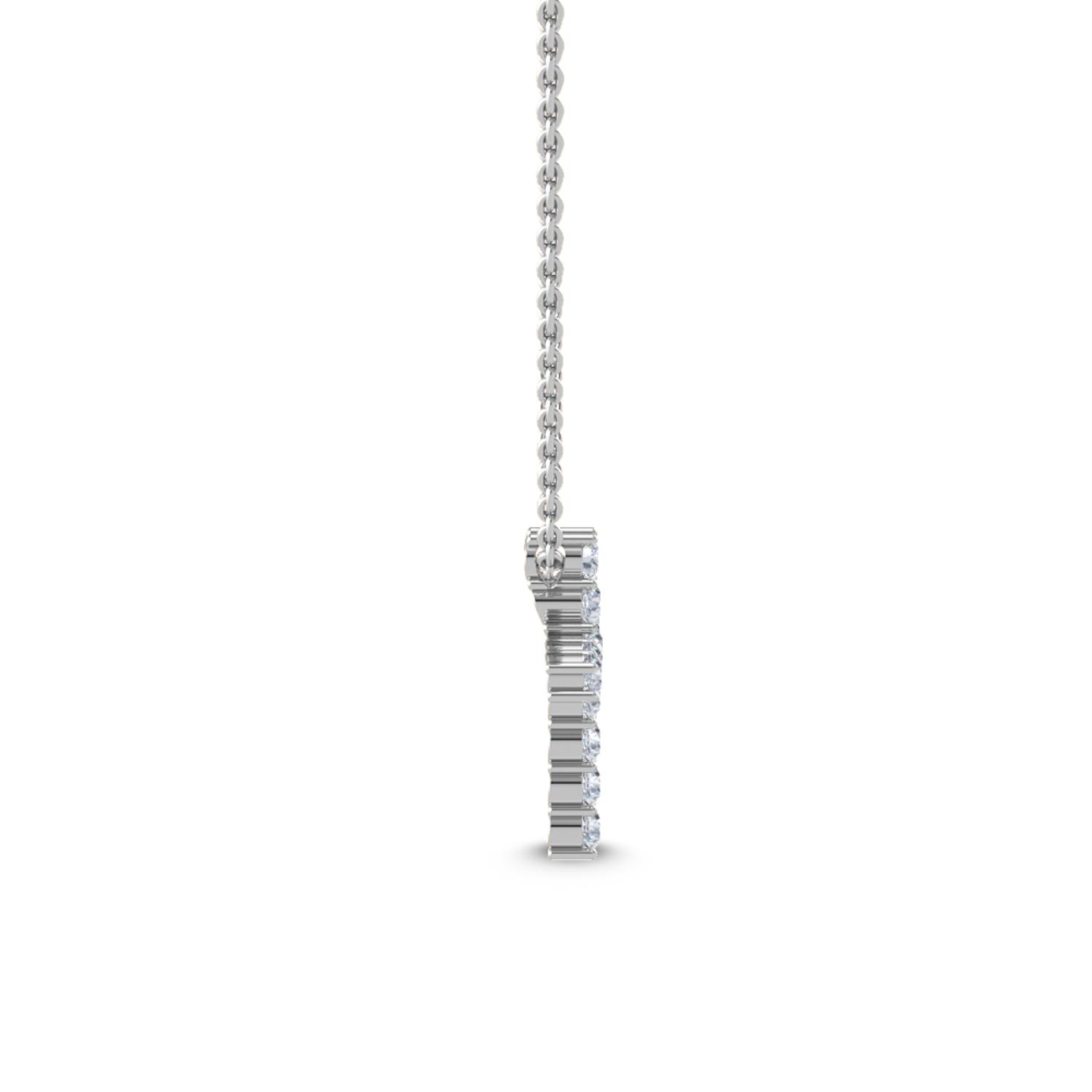 Faith, Round Cross Pendant in White Gold, round, plain background, alternate view