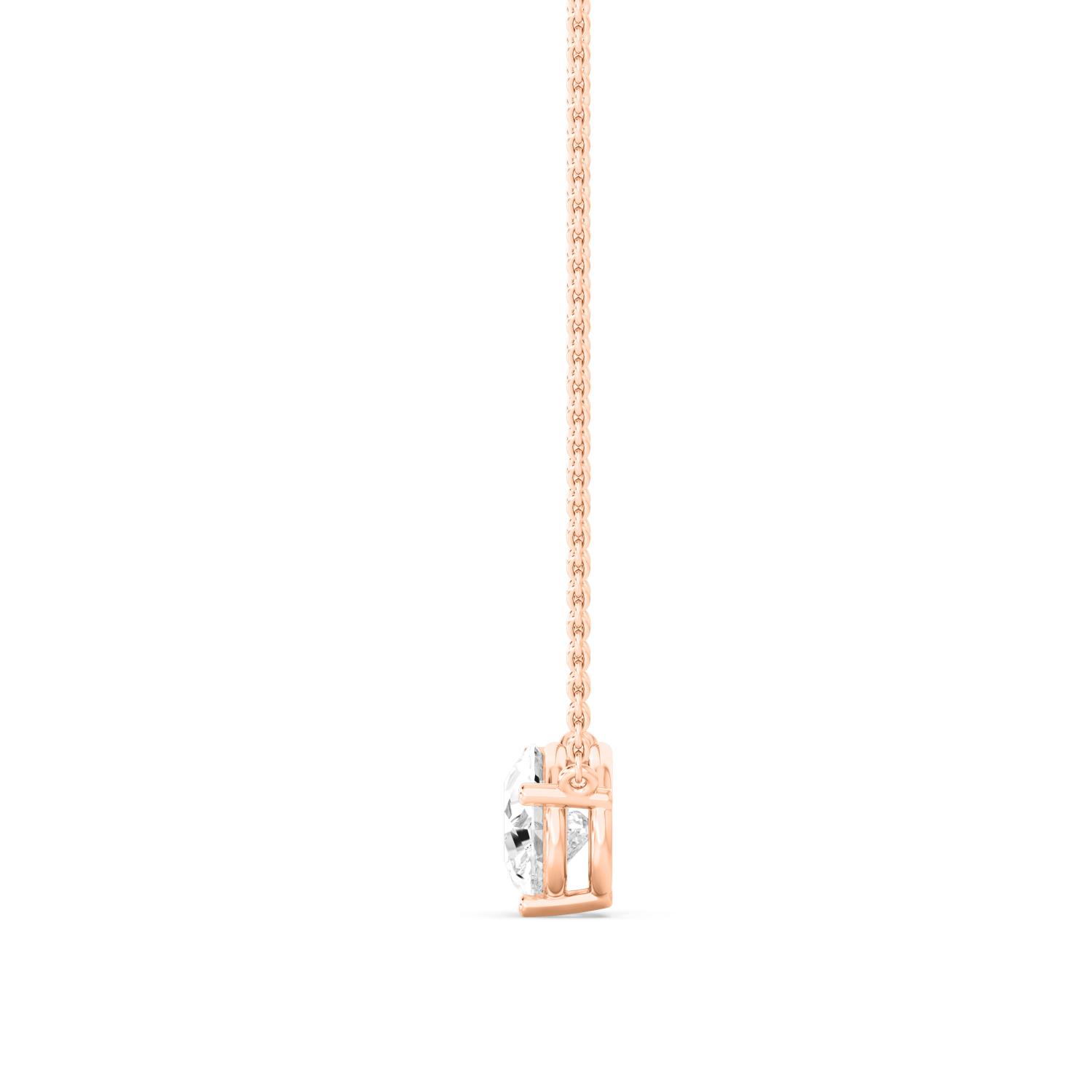 Pippin, East-West Pear Solitaire Pendant in Rose Gold, pear, plain background, alternate view