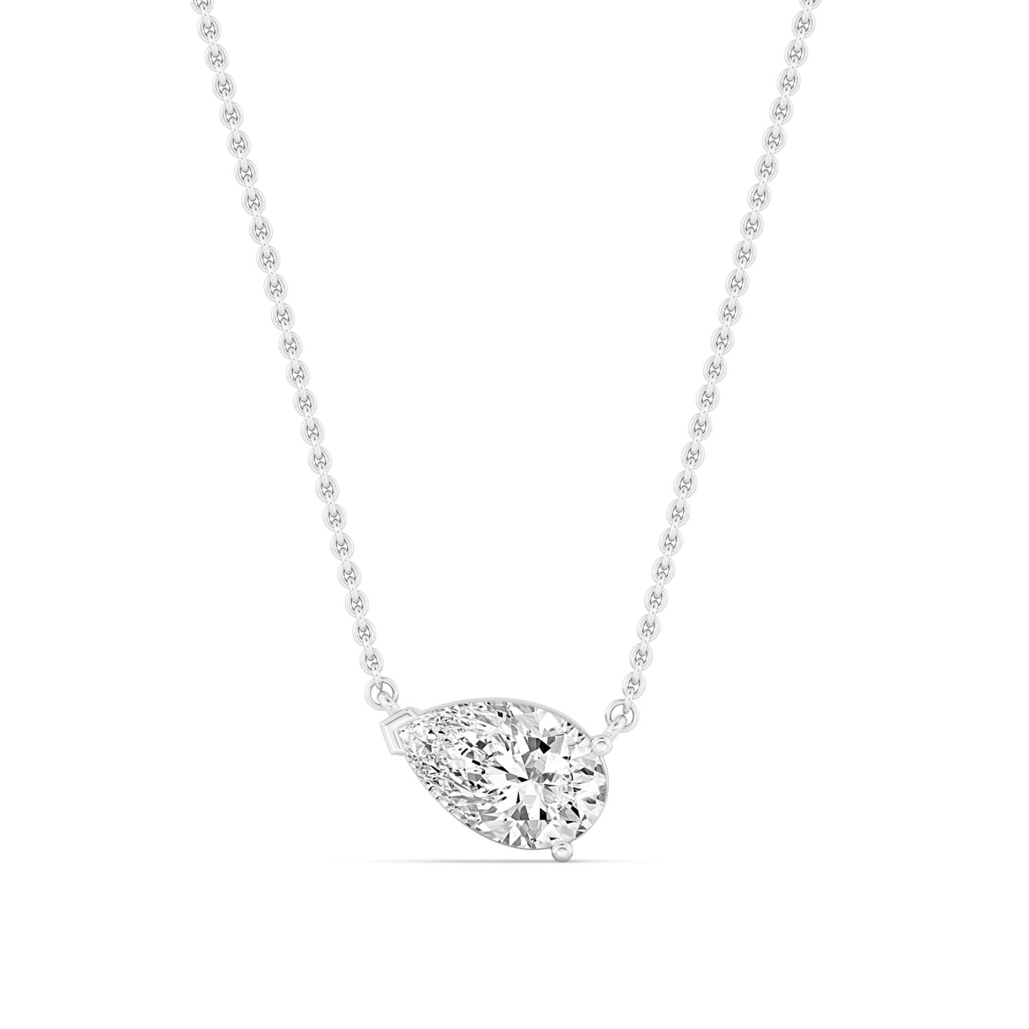 Star Pear, East-West Pear Solitaire Pendant in White Gold, pear, studio photo