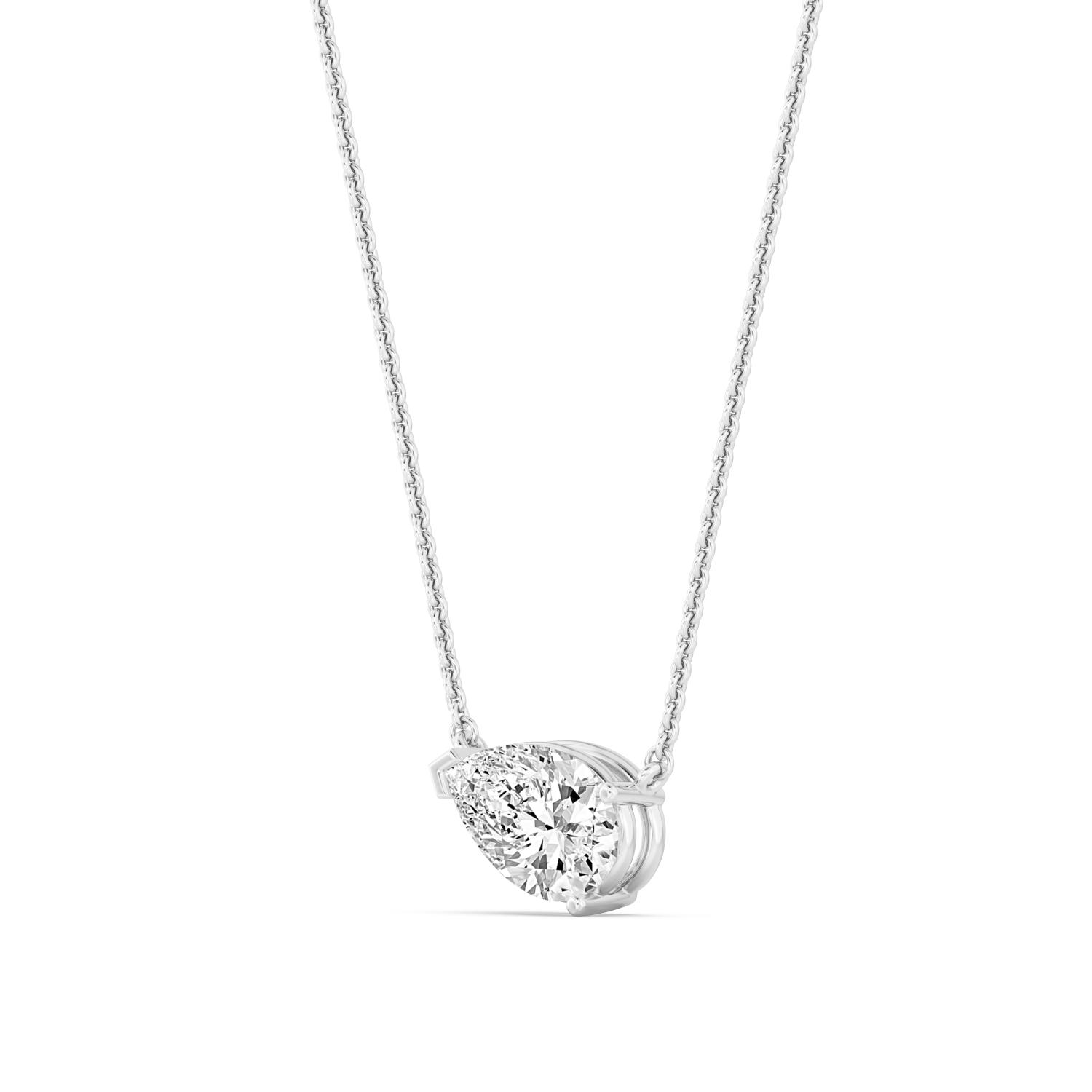Star Pear, East-West Pear Solitaire Pendant in White Gold, pear, studio photo, alternate view