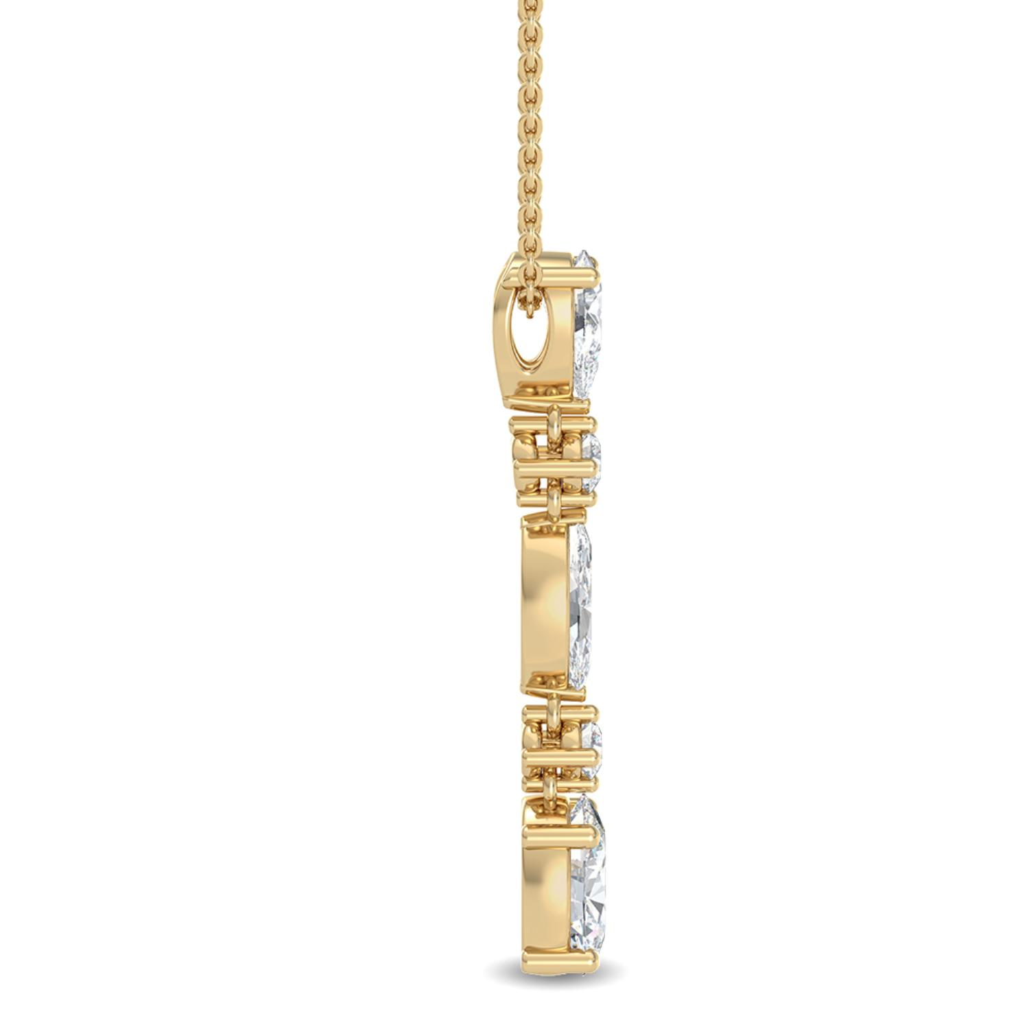 Joy, Graduated Drop Pendant in Yellow Gold, oval, plain background, alternate view