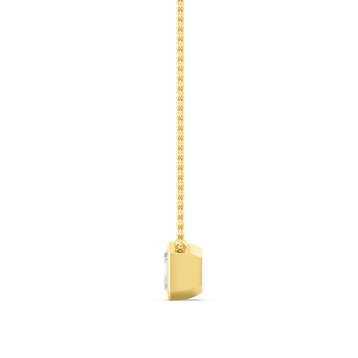 Halo Asscher, Asscher Bezel Pendant in Yellow Gold, asscher, studio photo, alternate view