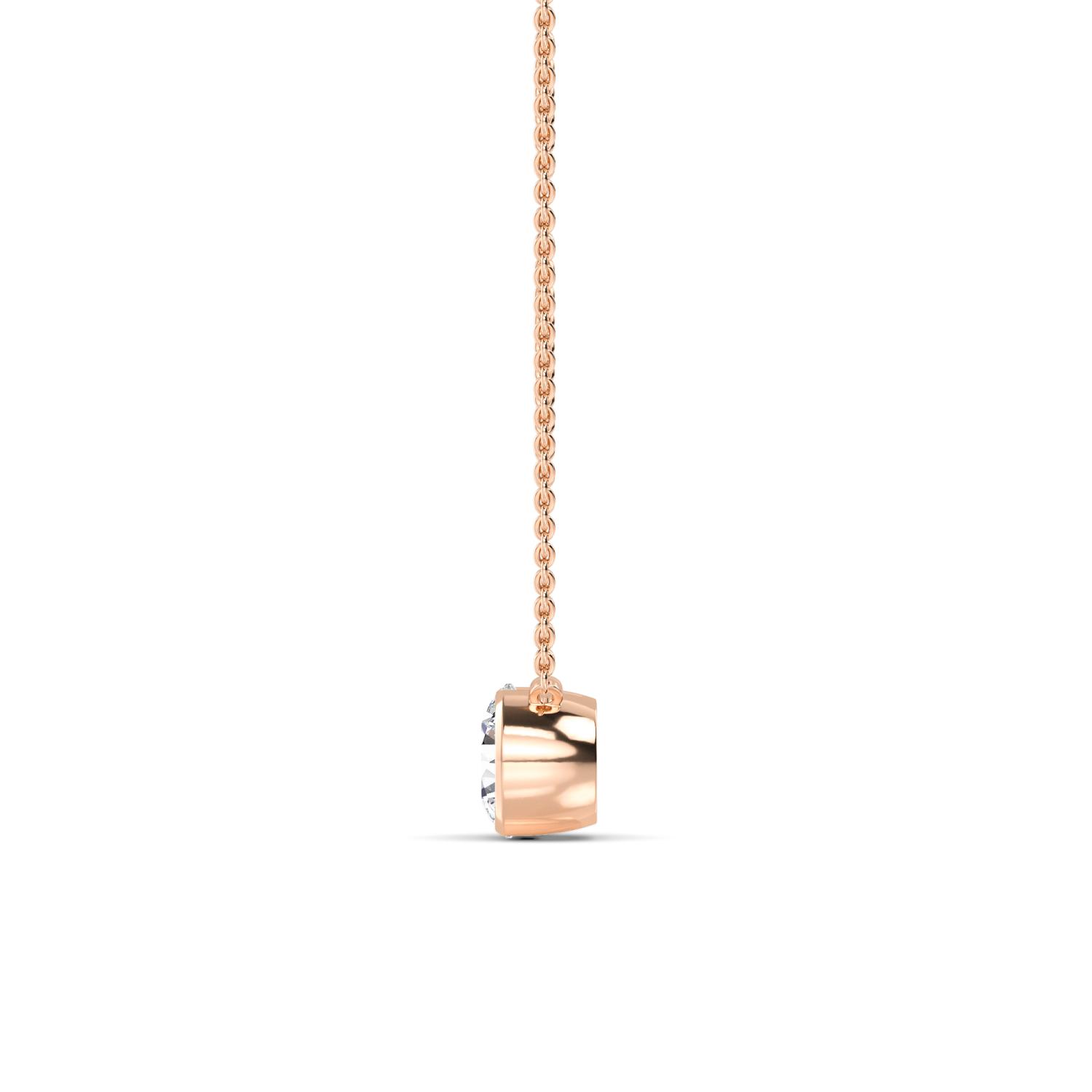 Halfmoon Round, Round Half-Bezel Pendant in Rose Gold, round, studio photo, alternate view