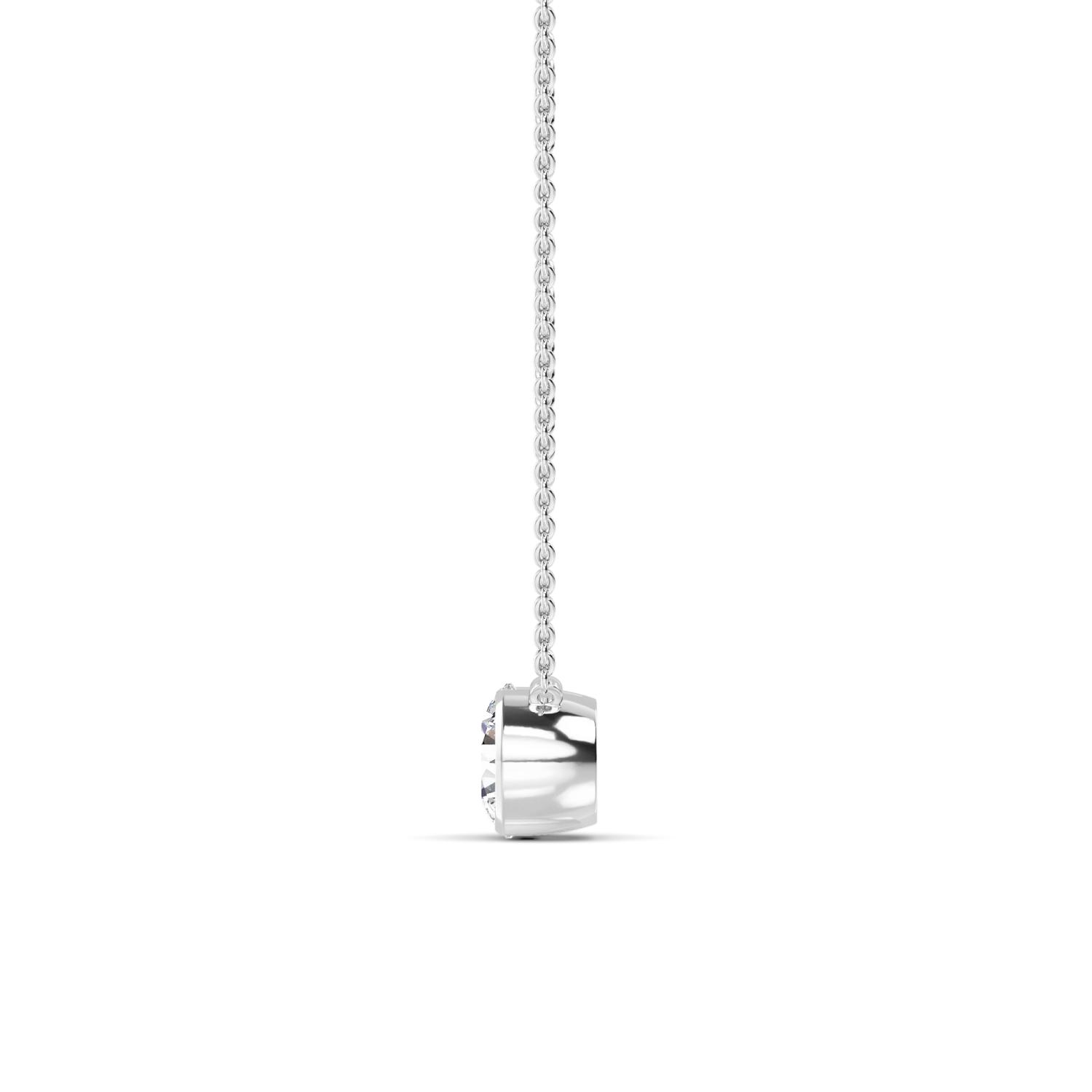 Halfmoon, Round Half-Bezel Pendant in White Gold, round, plain background, alternate view