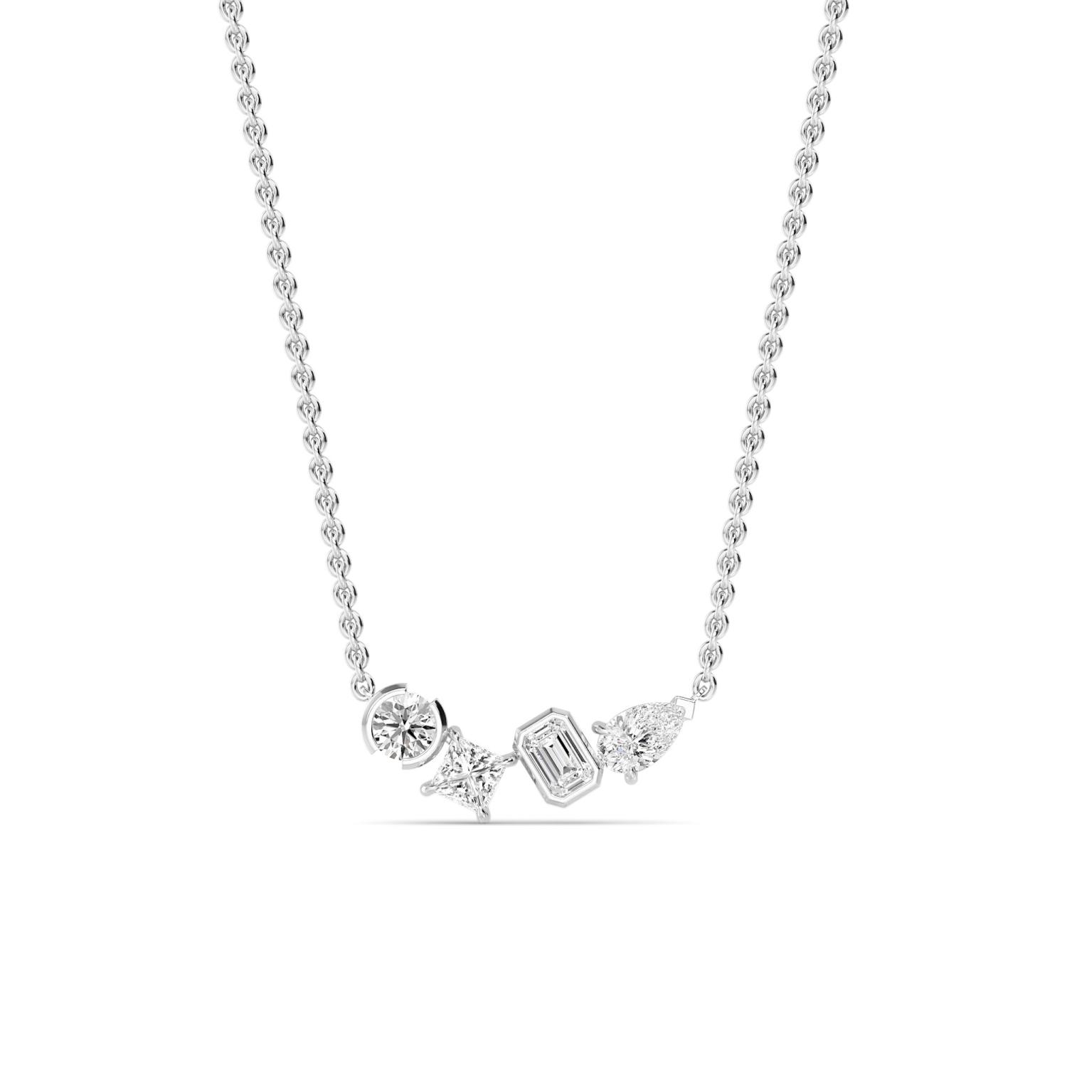 Gather, Mixed-Shape Four-Stone Pendant in White Gold, mixed, plain background
