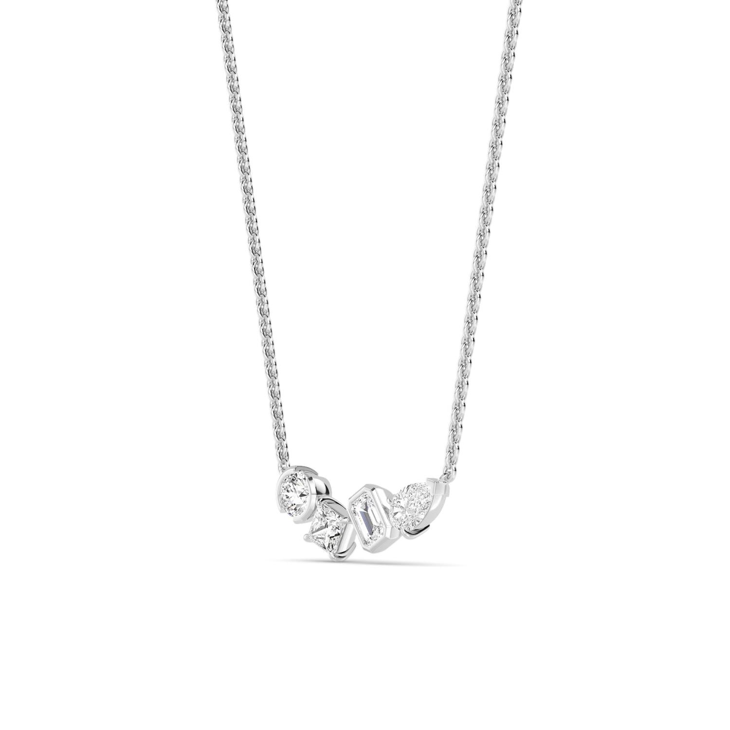 Gather, Mixed-Shape Four-Stone Pendant in White Gold, mixed, plain background, alternate view