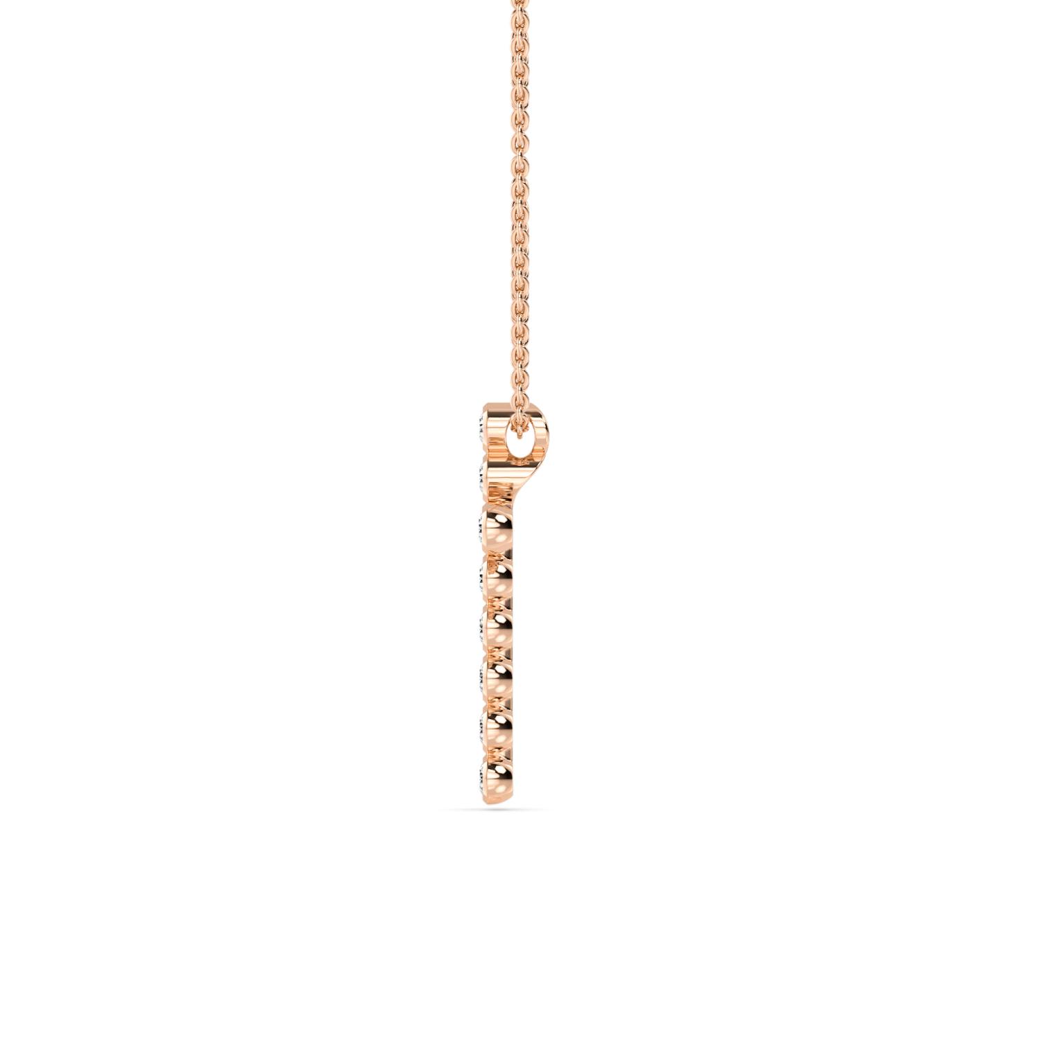 Grace, Bezel Cross Pendant in Rose Gold, round, plain background, alternate view