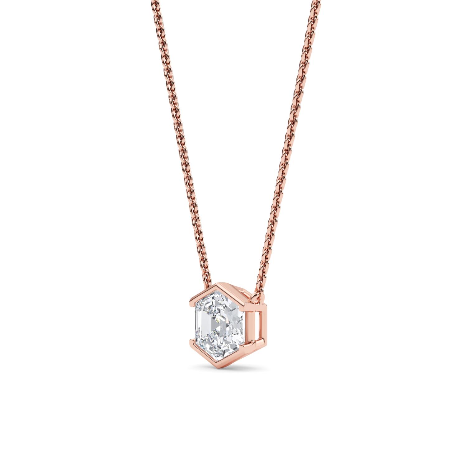 Solstice, Hexagon Half-Bezel Pendant in Rose Gold, hexagon, plain background, alternate view