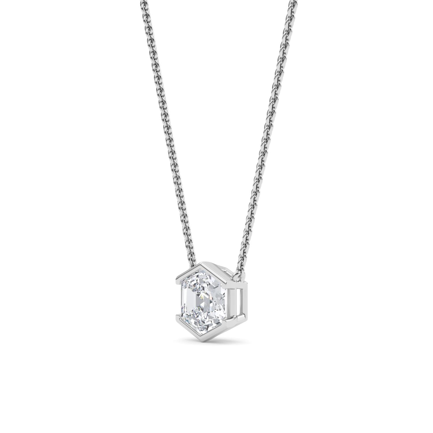 Halfmoon Hexagon, Hexagon Half-Bezel Pendant in White Gold, hexagon, studio photo, alternate view