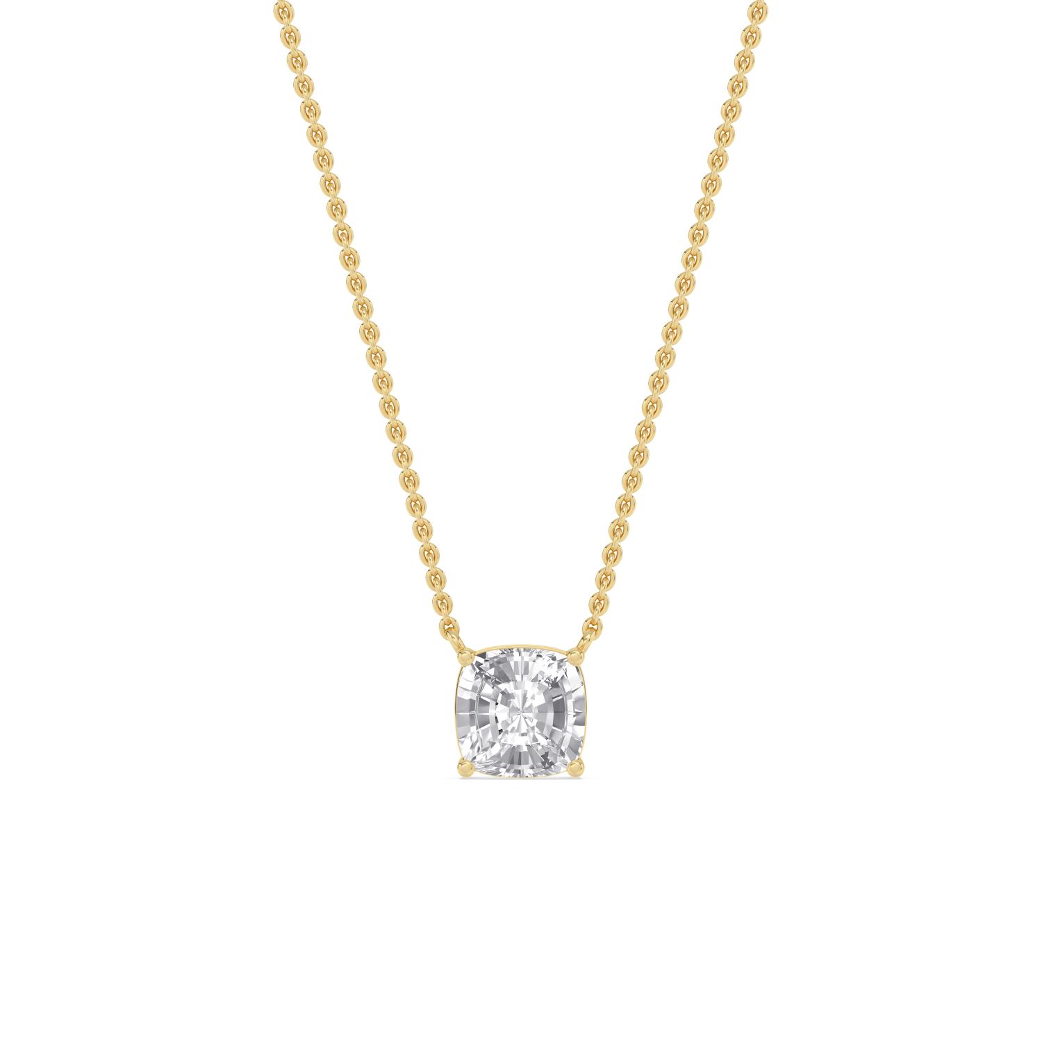 Katarina, Cushion Solitaire Pendant in Yellow Gold, cushion, plain background