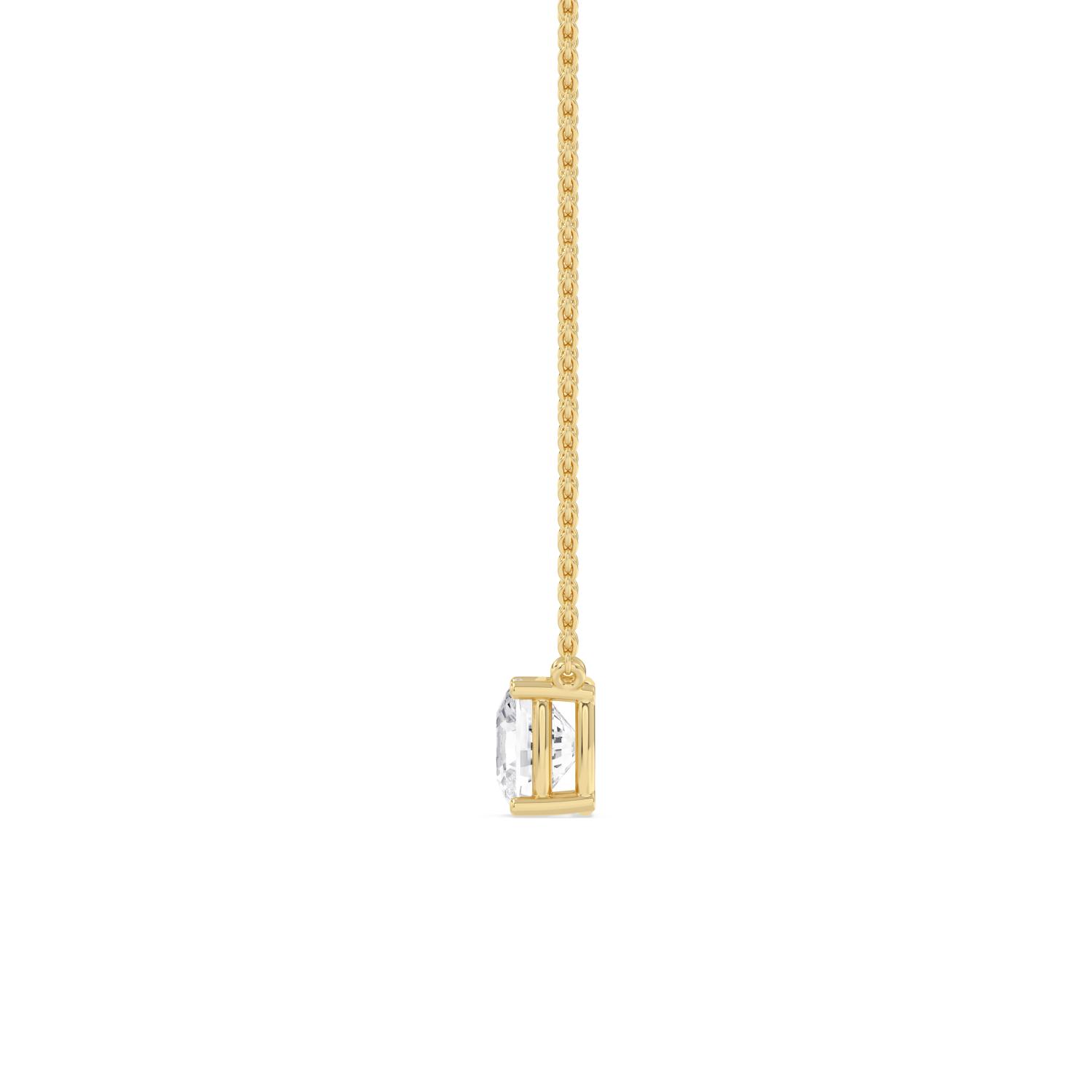 Katarina, Cushion Solitaire Pendant in Yellow Gold, cushion, plain background, alternate view